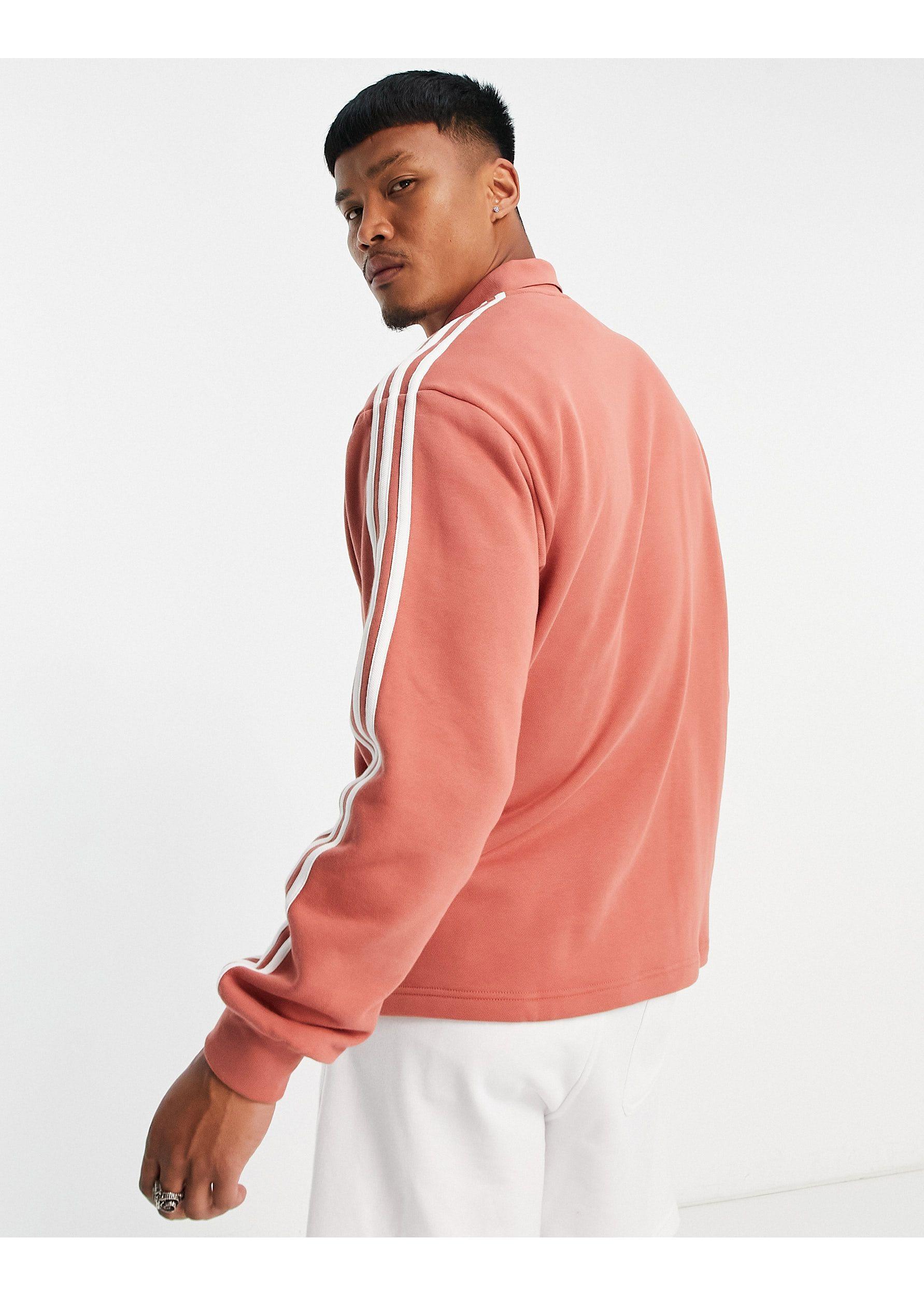 adidas Originals Adicolor 3 Stripe Long Sleeve 1/2 Zip Polo in Red for Men  | Lyst UK