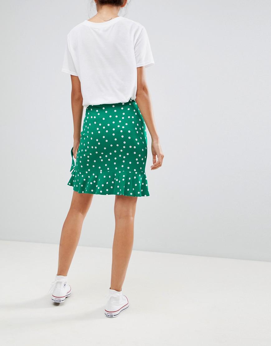green polka dot wrap skirt