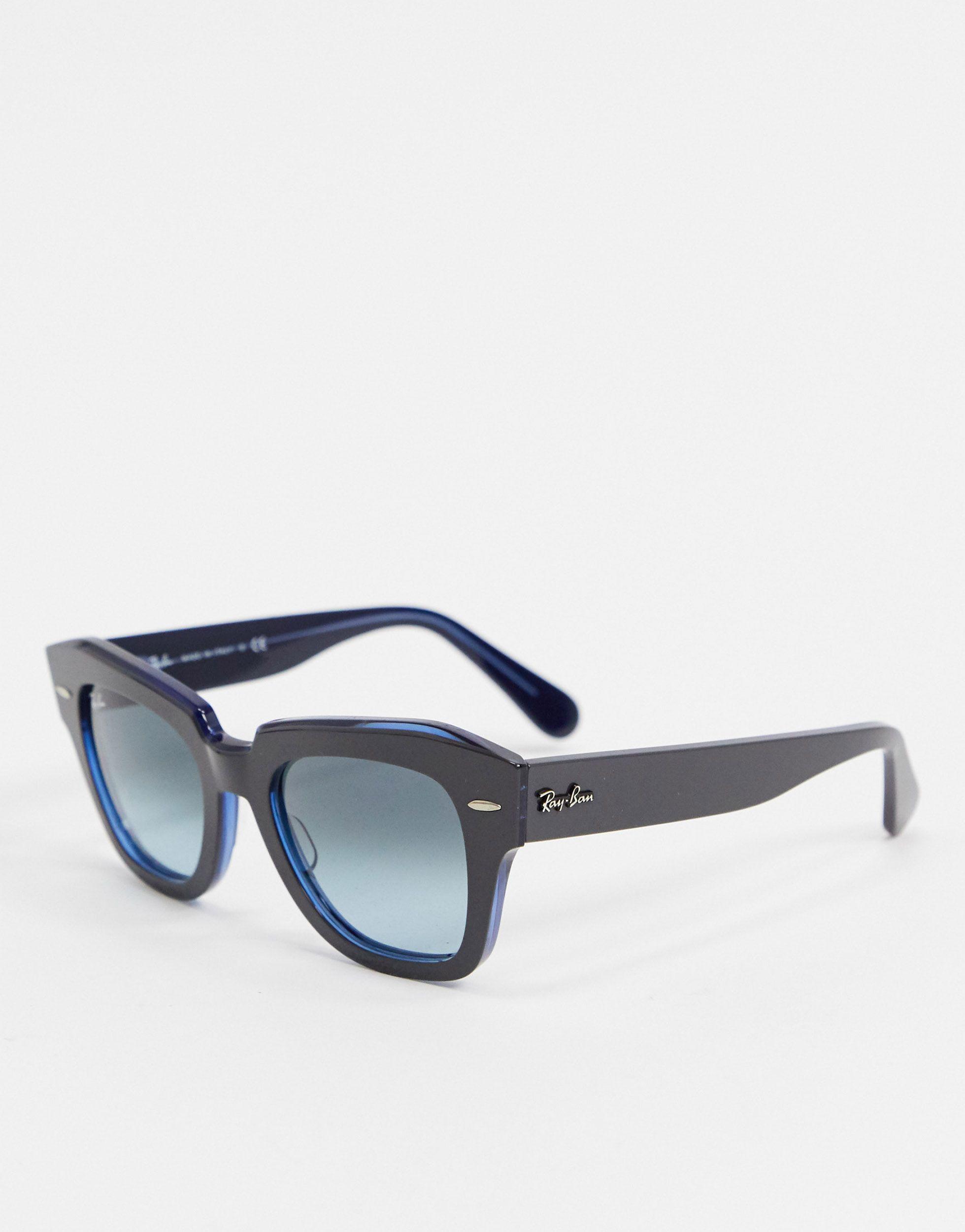 Ray-Ban Rayban – Eckige Retro-Sonnenbrille in Blau - Lyst