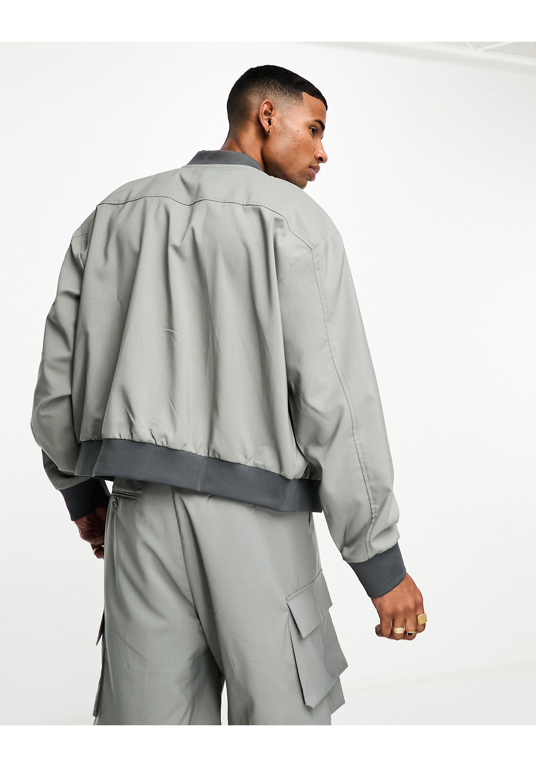 ASOS Smart Bomber Jacket in Gray for Men | Lyst