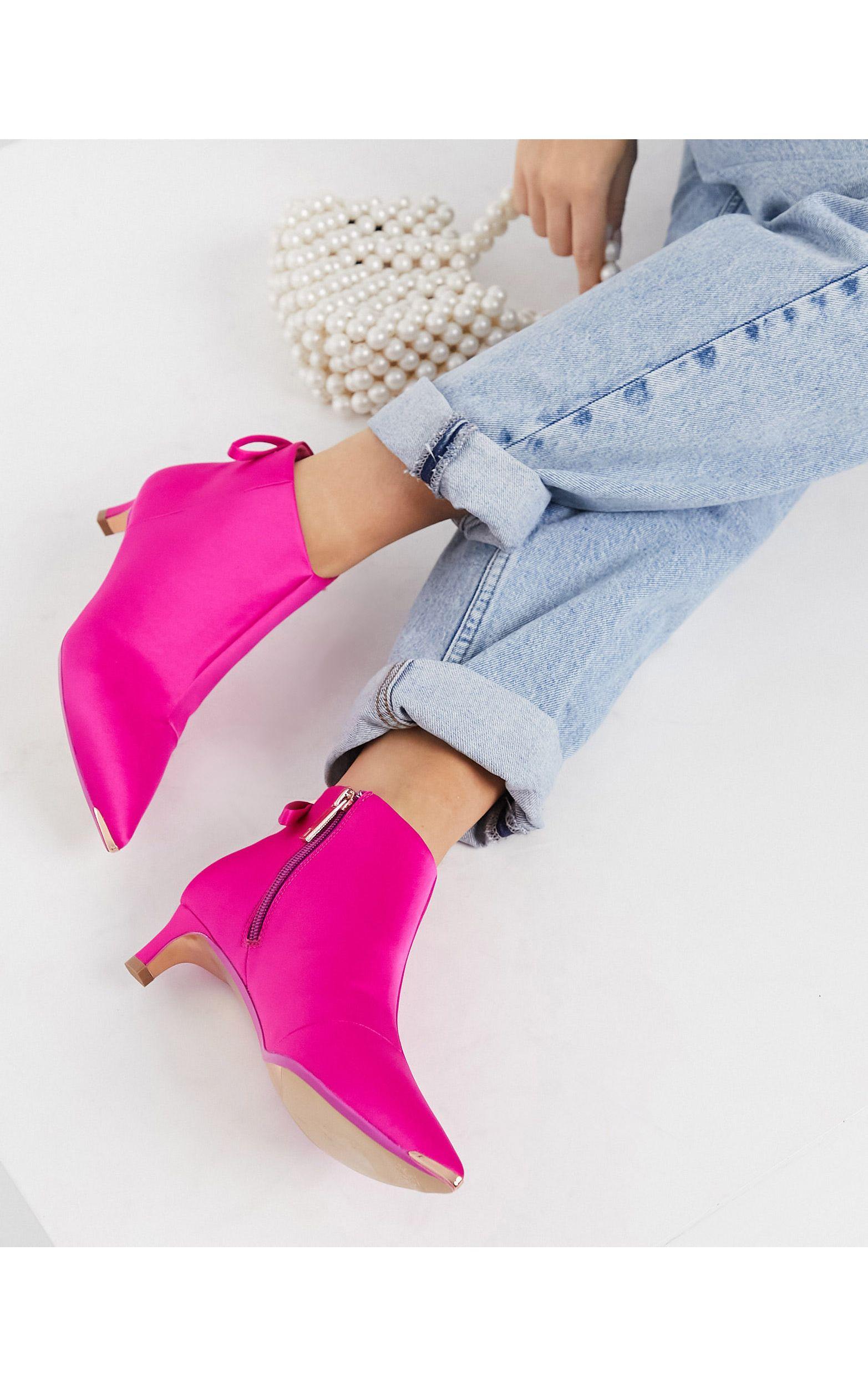 Botín Tacón Bajo HUGO de Raso de color Rosa | Lyst