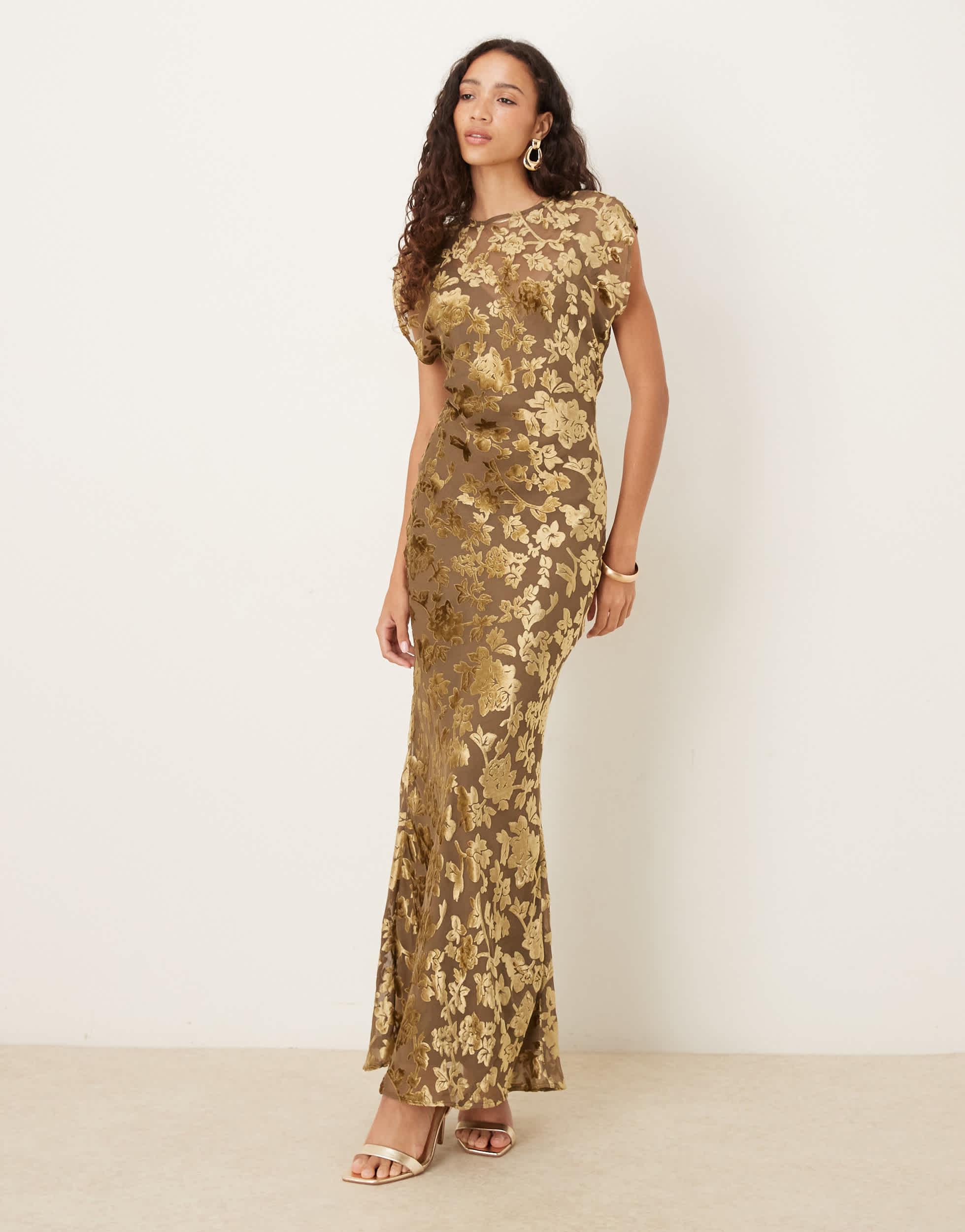 devore velvet tie front maxi dress ASOS Velvet Devore Crew Neck Sleeveless Maxi With Tie Back in Natural