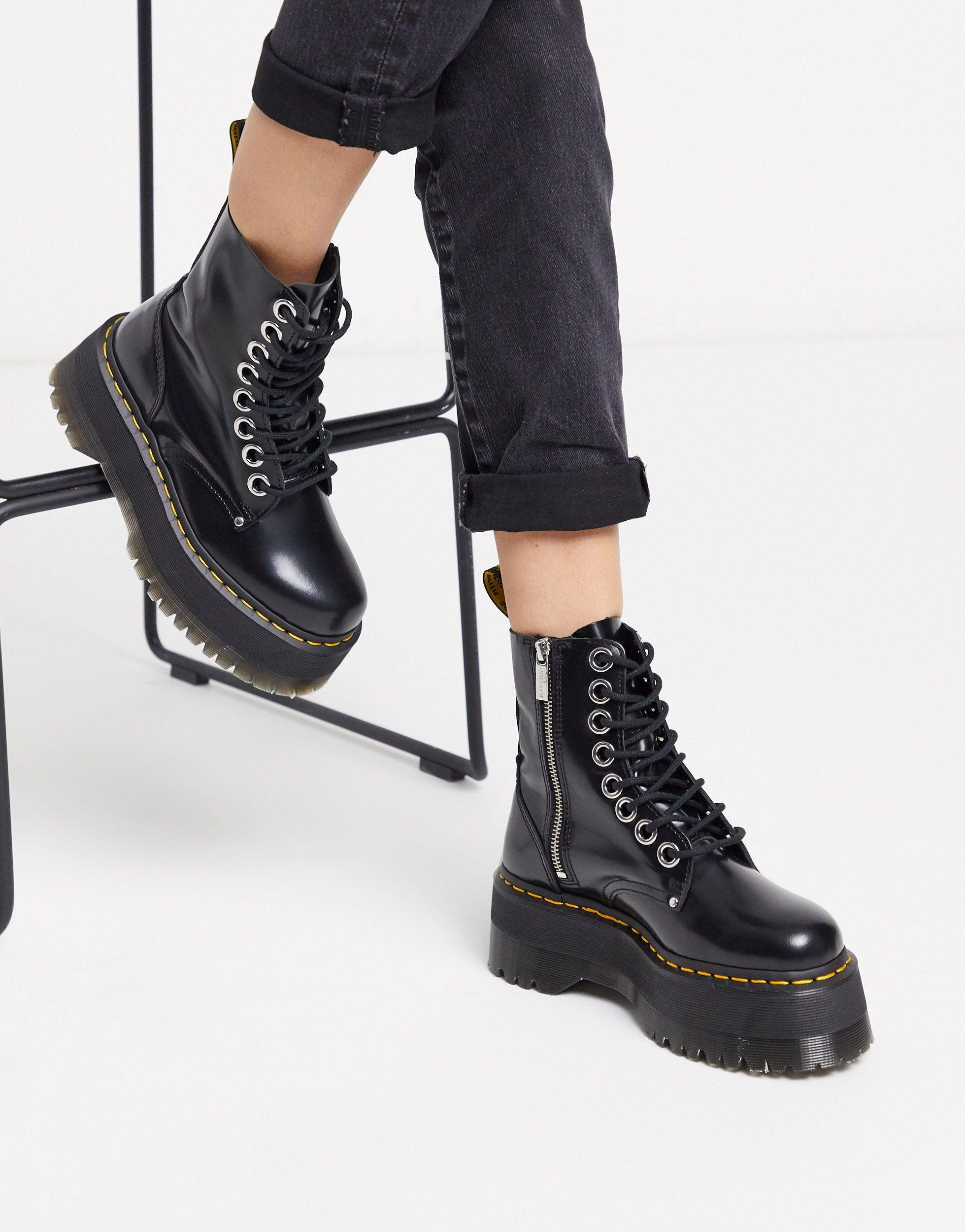 Dr. Martens Leather Jadon Max Chunky Flatform Boots in Black | Lyst