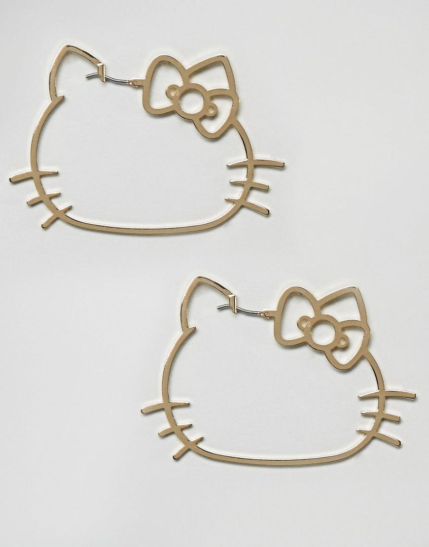 ASOS Hello Kitty X Asos Cut Out Hoop Earrings in Metallic | Lyst
