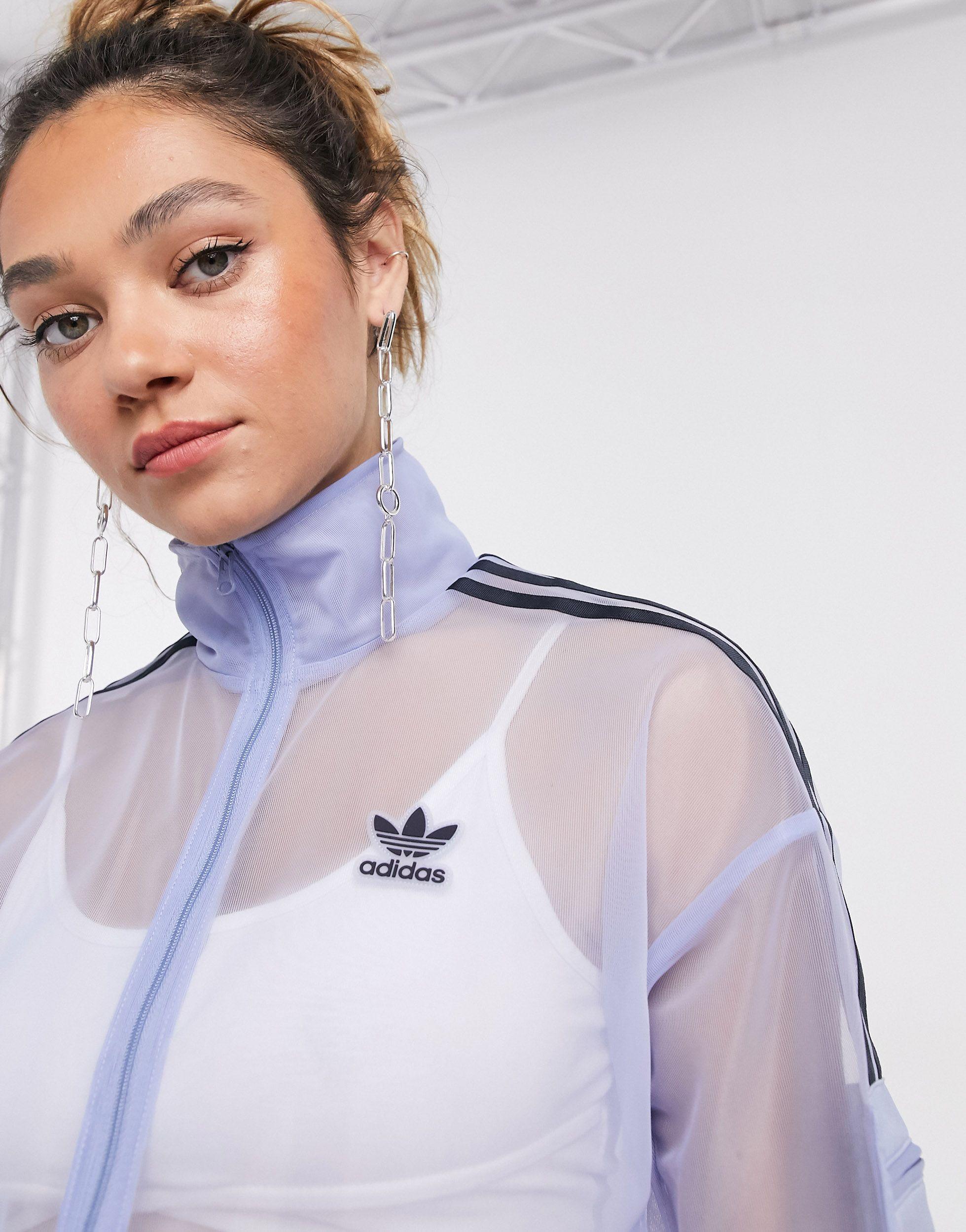 adidas Originals Mesh Logo Track Jacket in Blue | Lyst UK