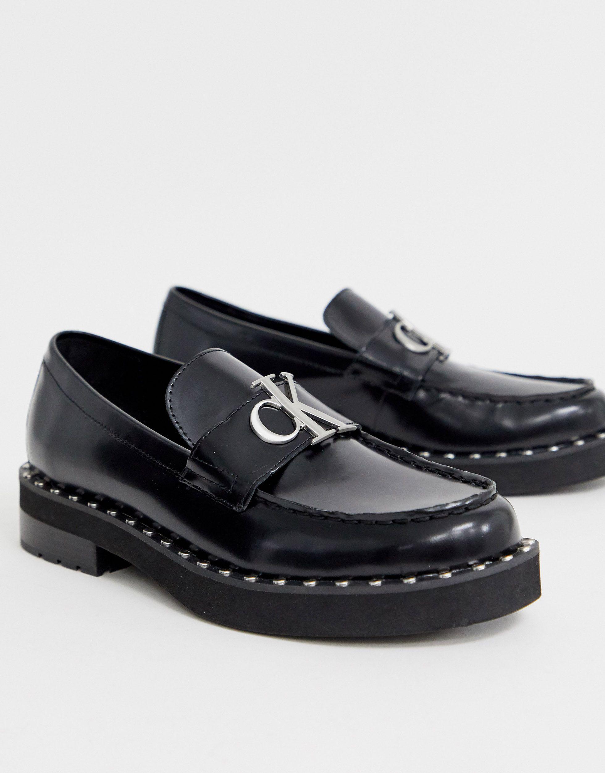 Calvin Klein Denim Norwood Chunky Logo Loafers in Black for Men - Lyst