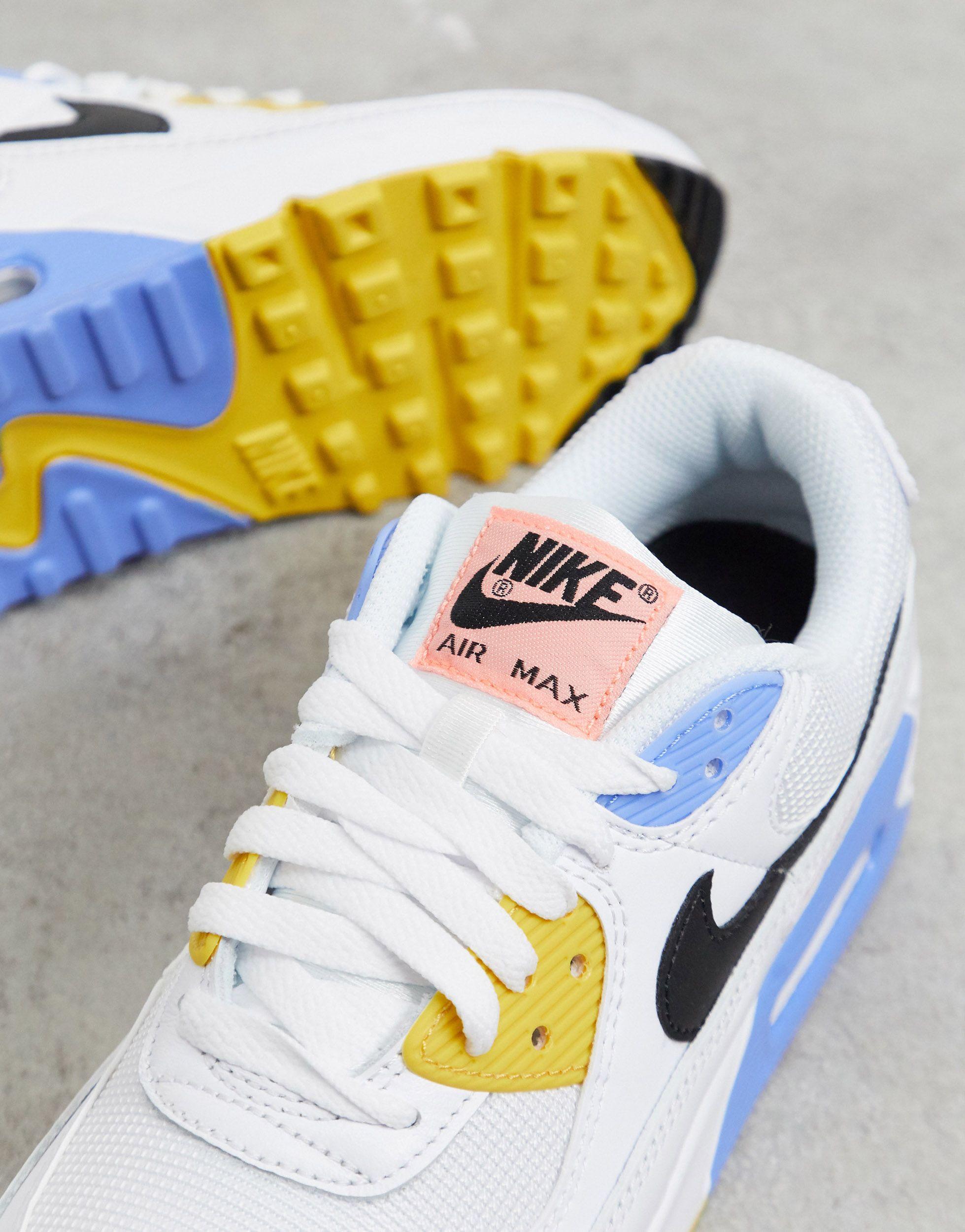 nike air max 90 trainers in white colourblock