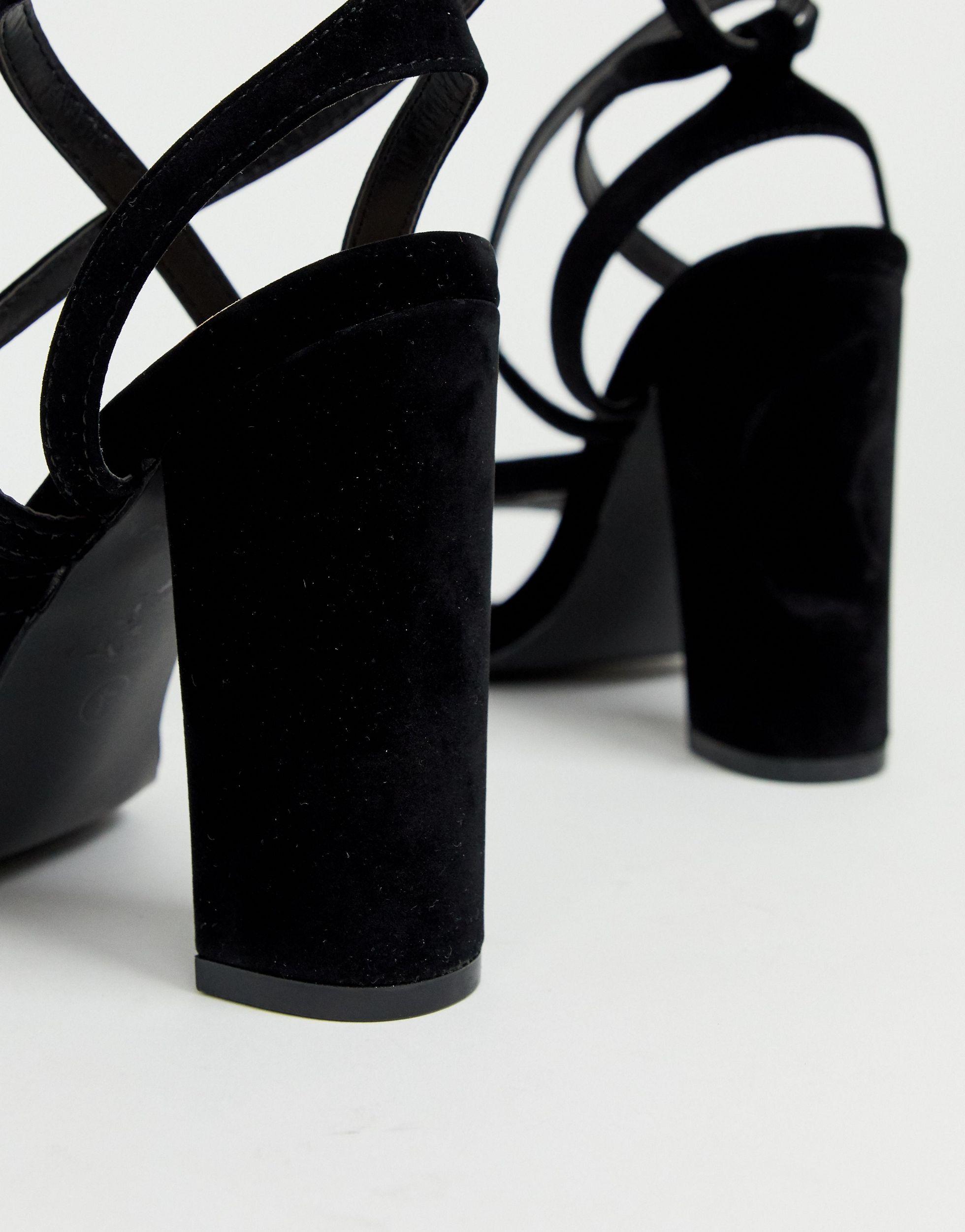 black block heel tie up sandals