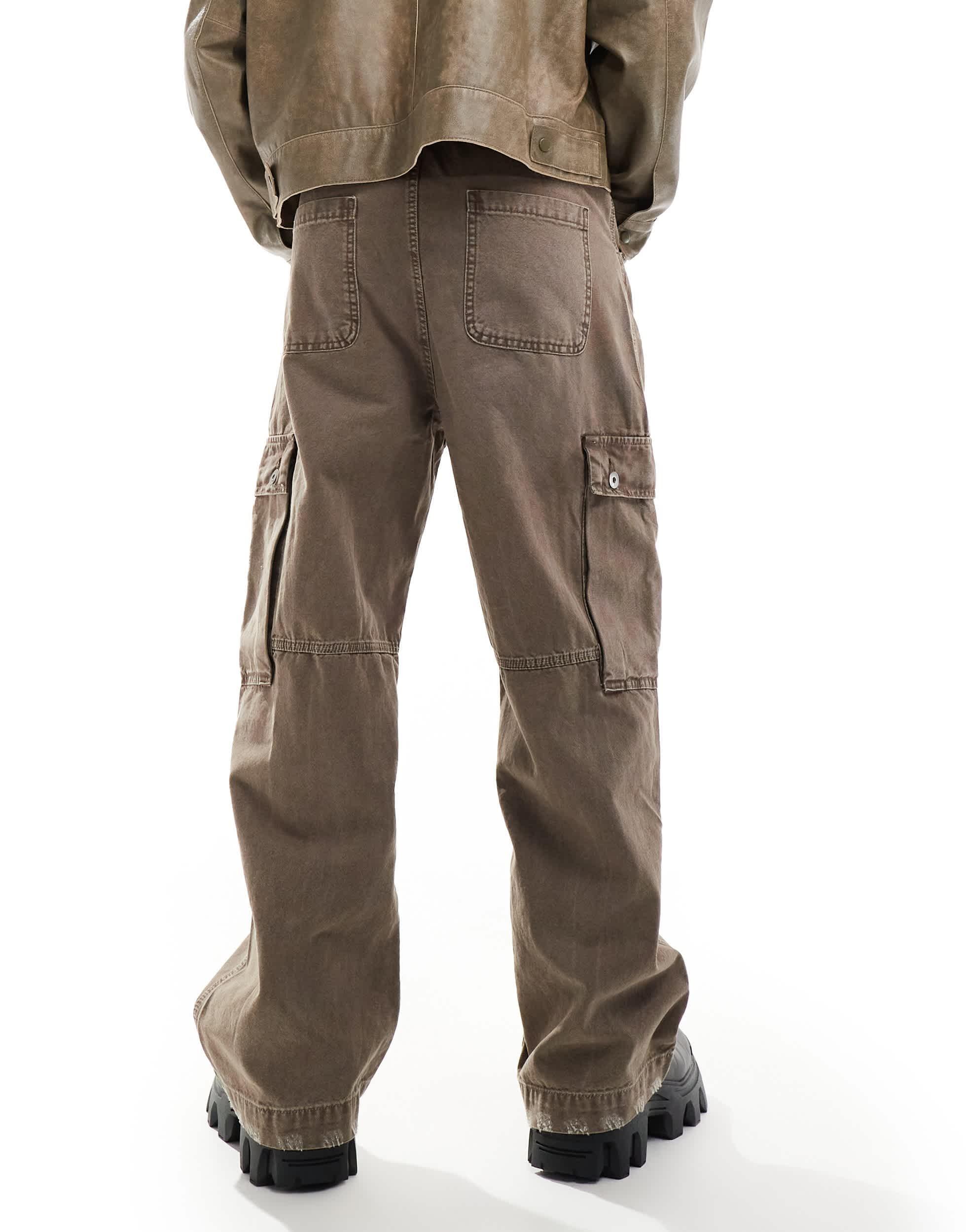 Pantalon cargo baggy marron Bershka pour homme en coloris Neutre Lyst
