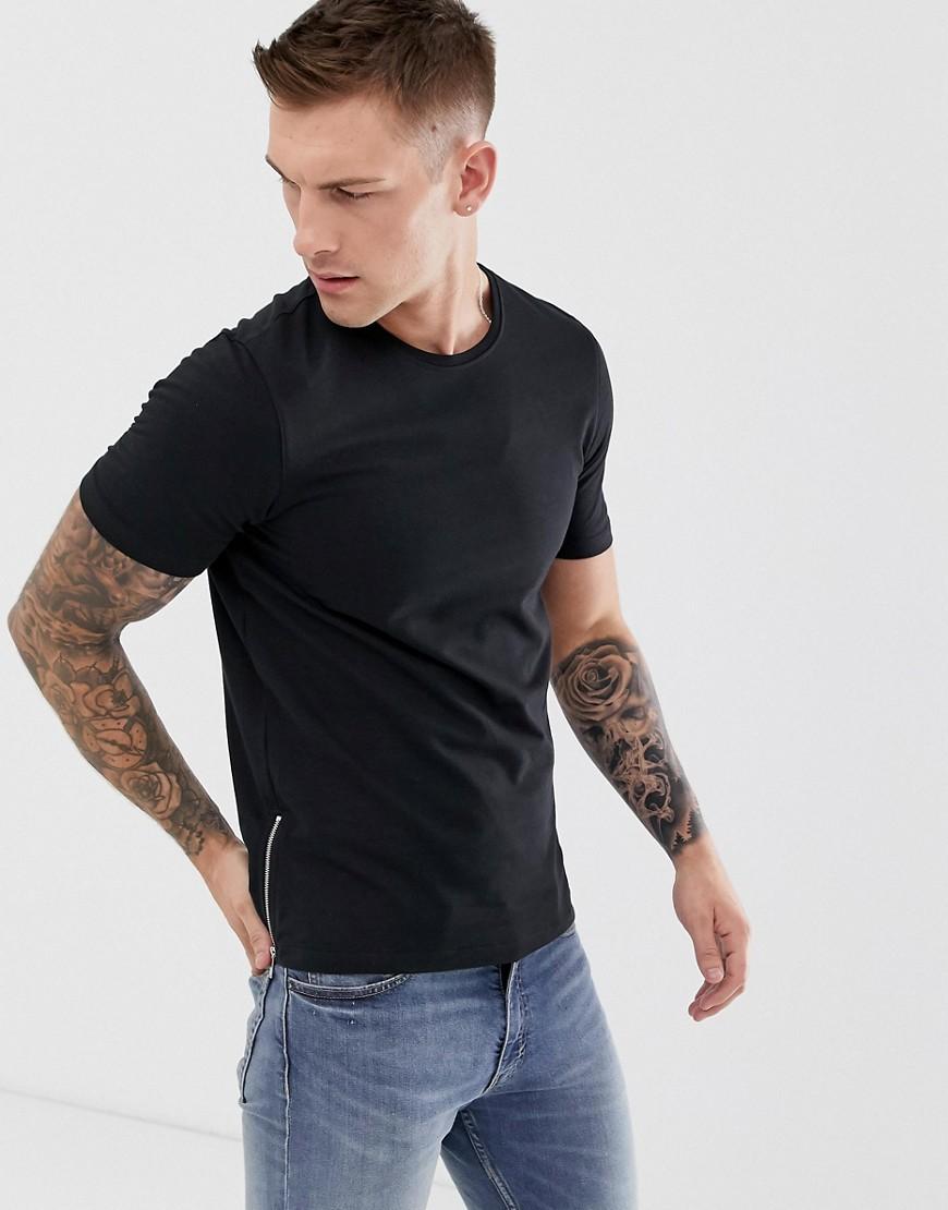 Download Jack & Jones Denim Premium Side Zip Detail T-shirt in ...