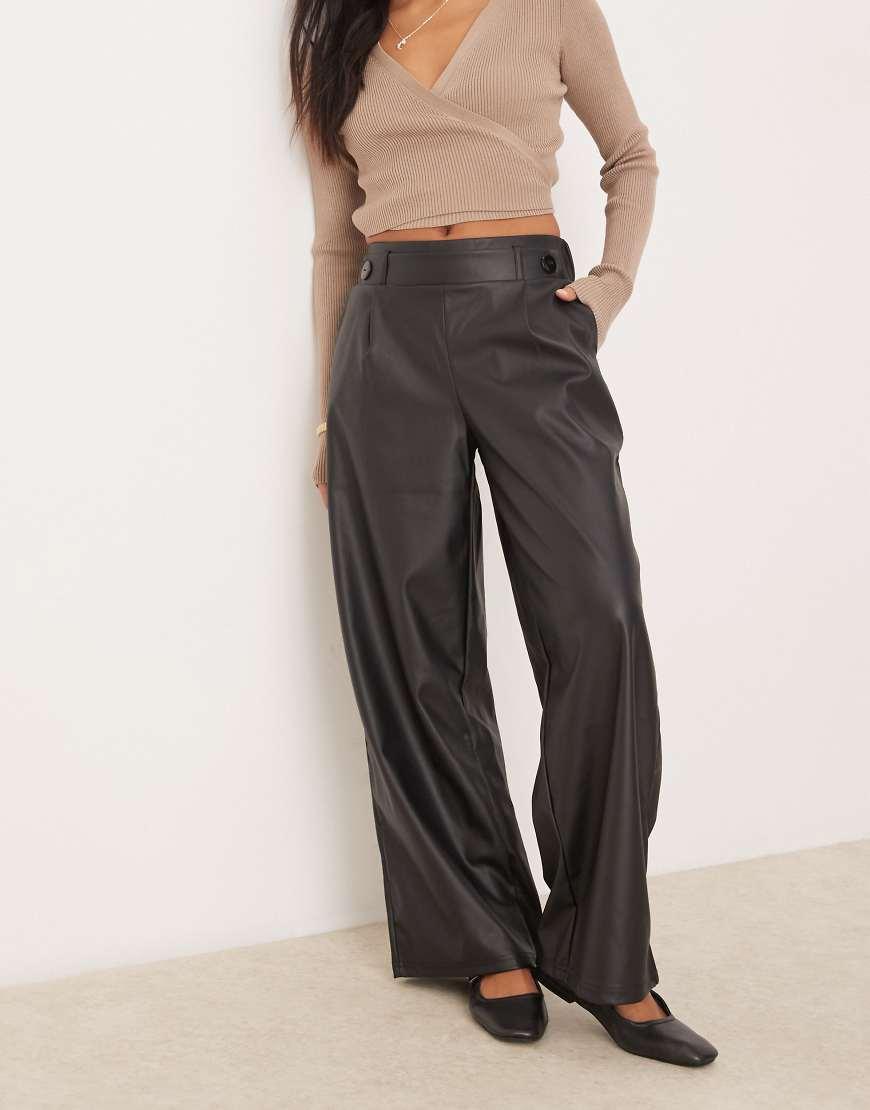 Wide Leg Trousers Petite High Waisted Leather Trousers River