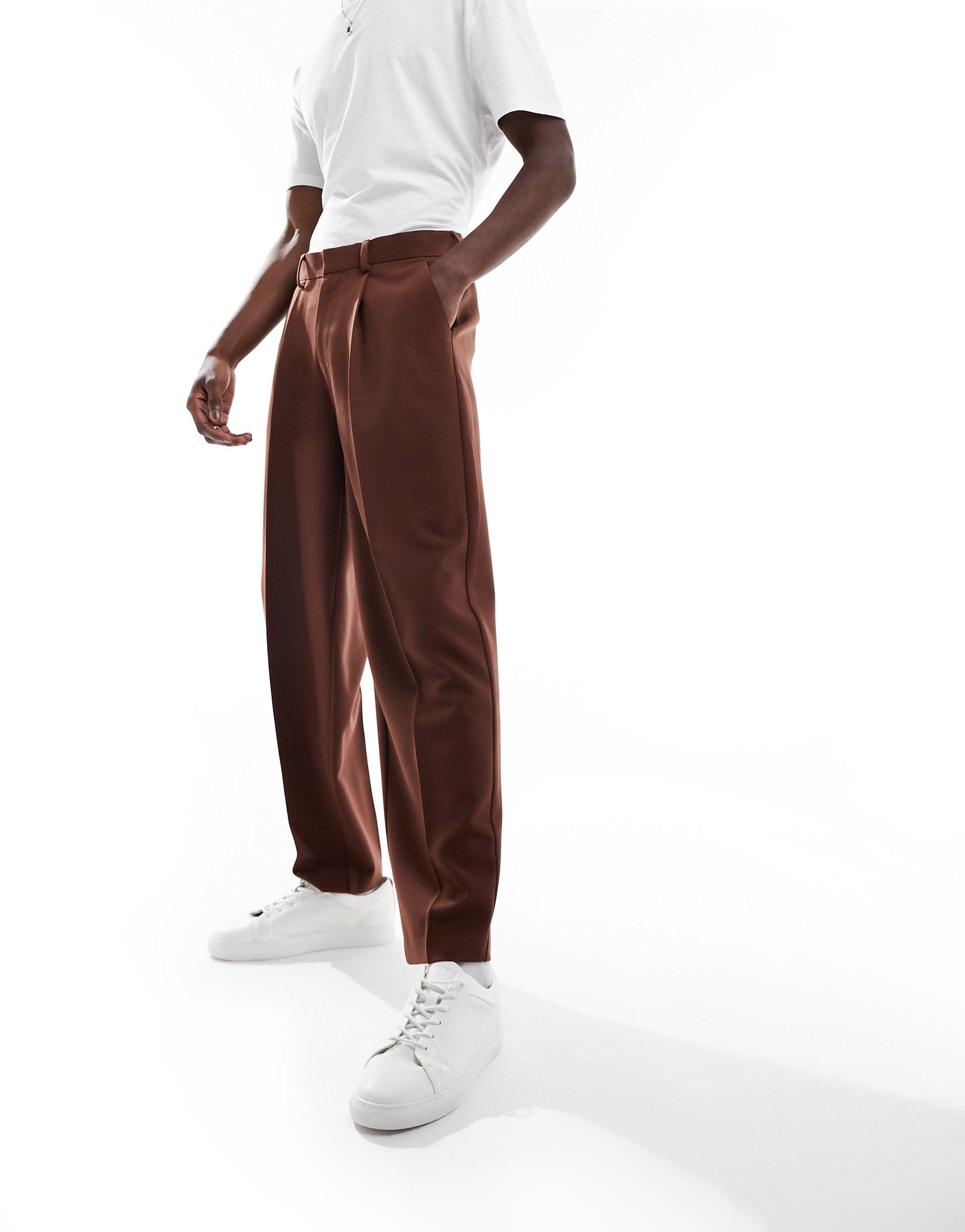 Pantalon habillé fuselé oversize - marron ASOS pour homme en coloris Marron  | Lyst