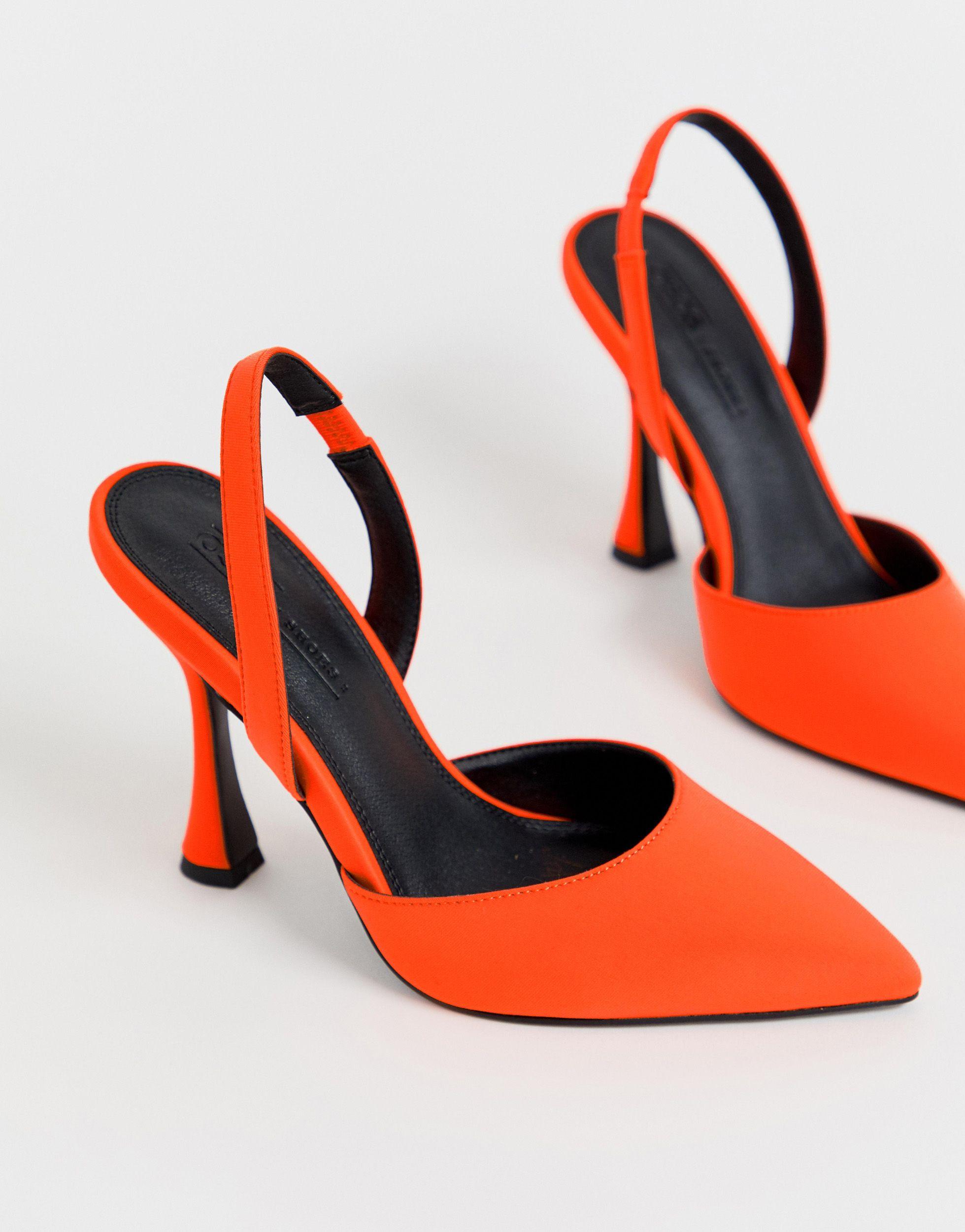 Tacones con tira trasera en naranja neón ASOS de color Naranja | Lyst