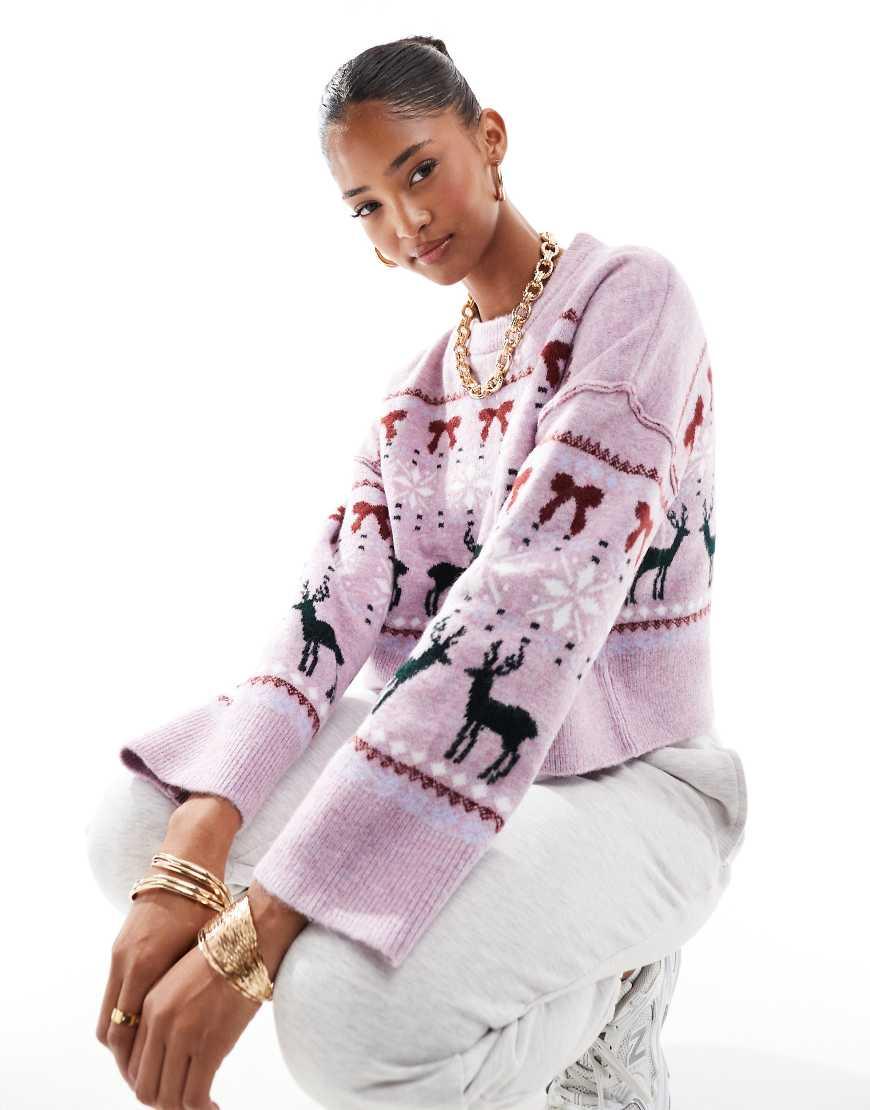 Jersey Reversible Con Cuello Redondo Y Diseno De Navidad De Grecas Alpinas De de ASOS de color Rosa Lyst