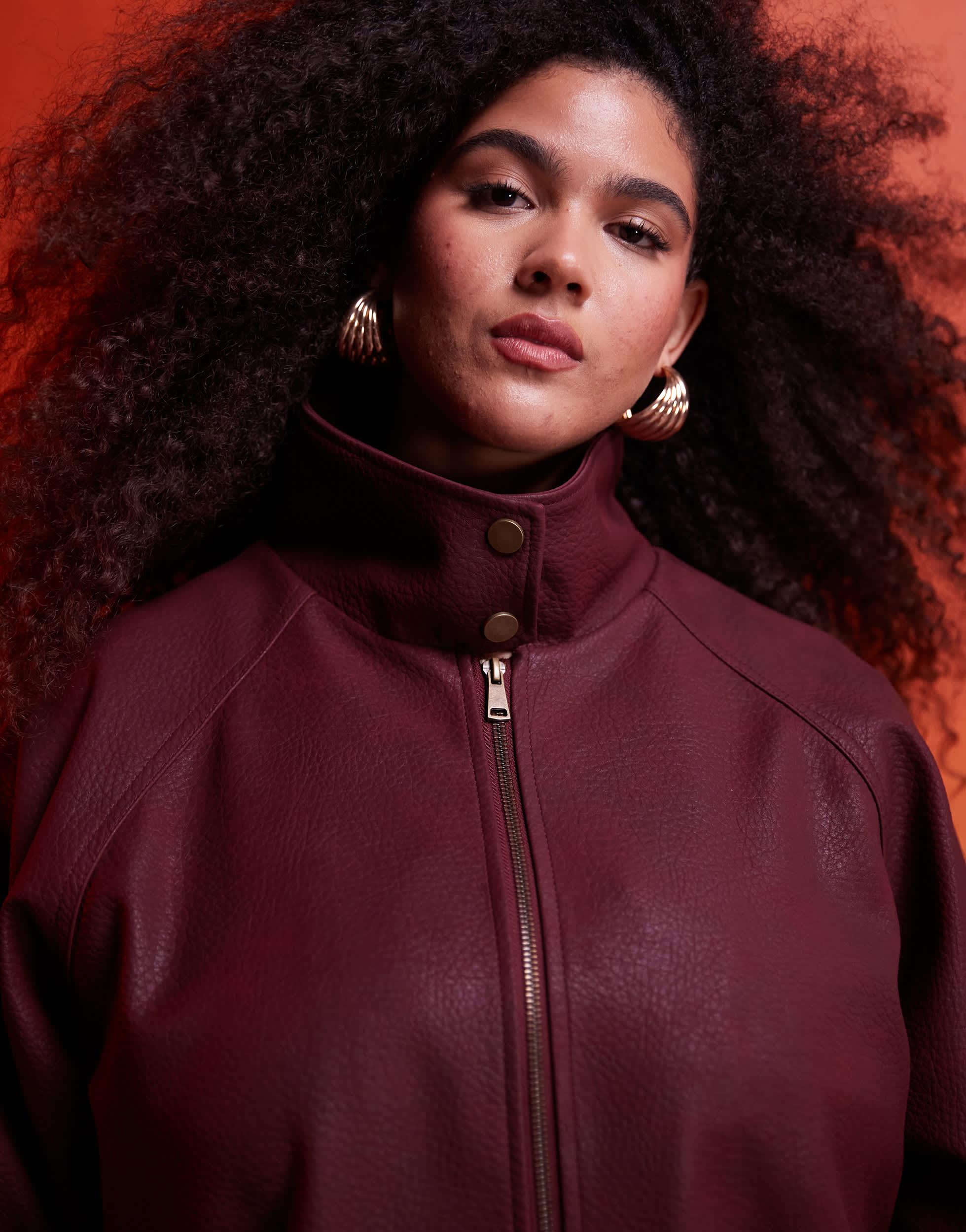 ASOS Asos Design Curve Leather Look Bomber Jacket in Red Lyst Canada