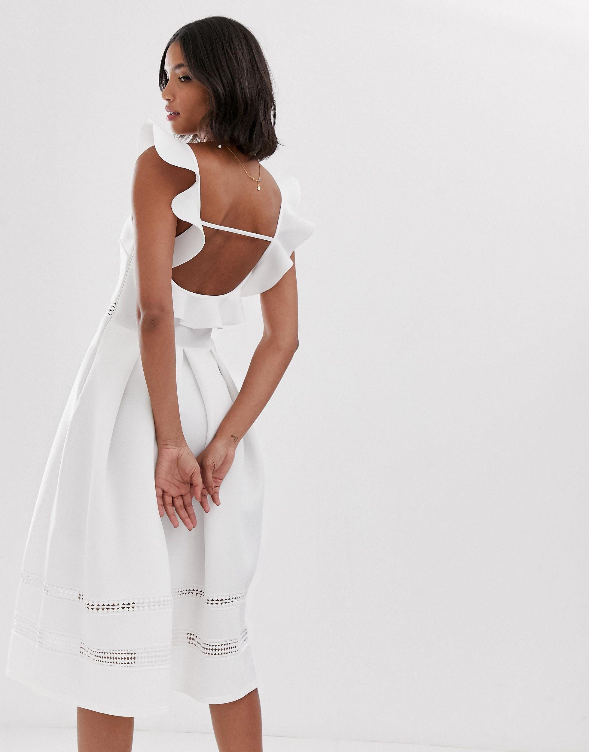 ASOS Lace Insert Ruffle Back Midi Prom 