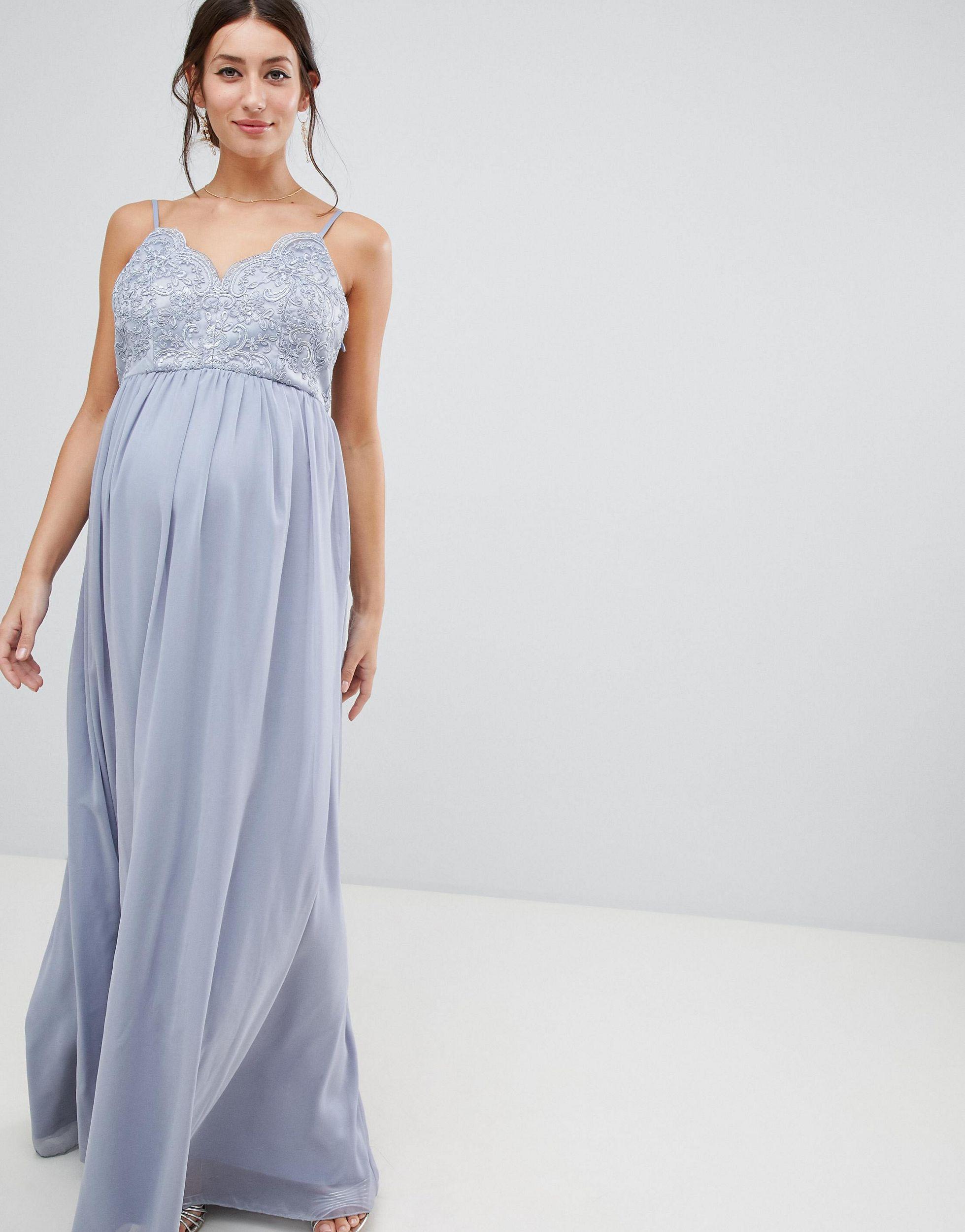 chi chi london cami strap maxi dress with premium lace