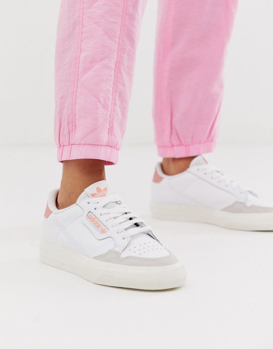 adidas originals white and pink continental 80 trainers