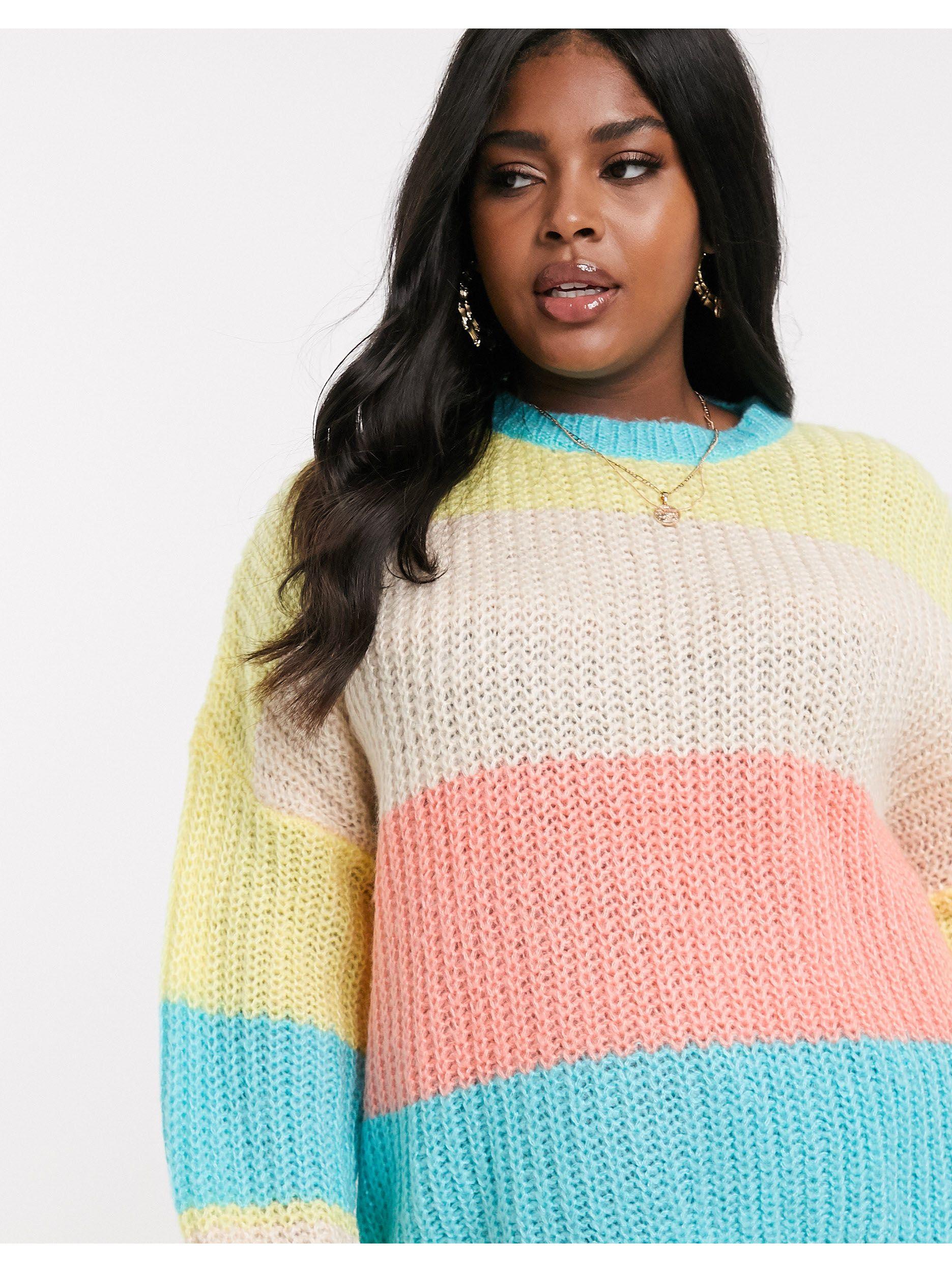 Missguided Rainbow Pastel Stripe Jumper 