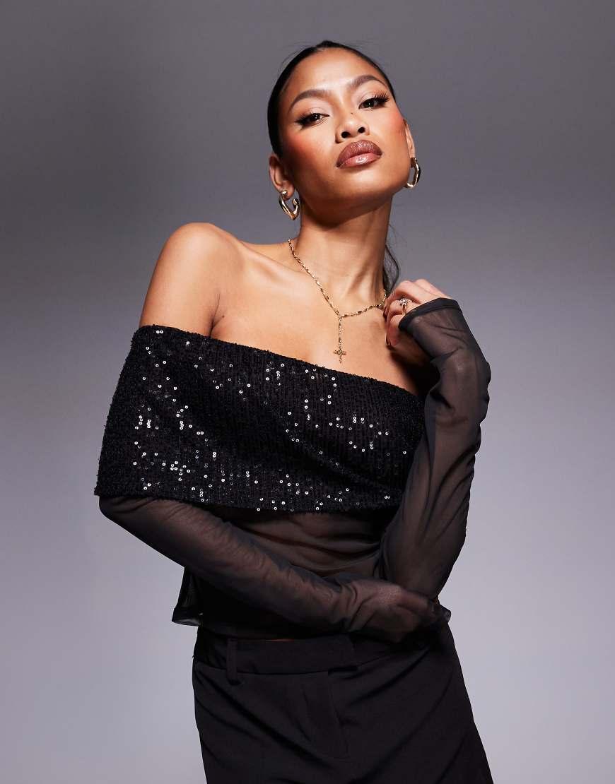 asos black off the shoulder top