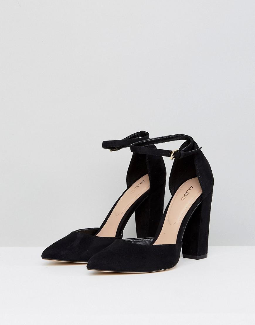 ALDO Nicholes Black Ankle Strap High Heeled Pointed Shoe | Lyst