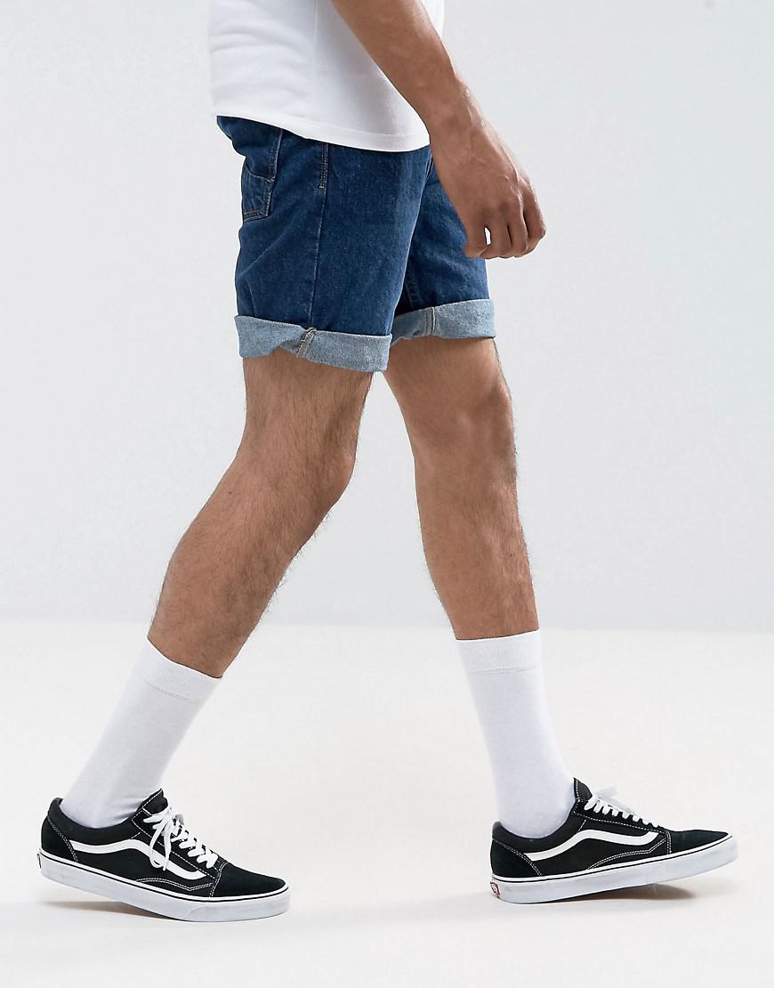 Pull&Bear Regular Fit Denim Shorts In Mid Wash in Blue for Men - Lyst