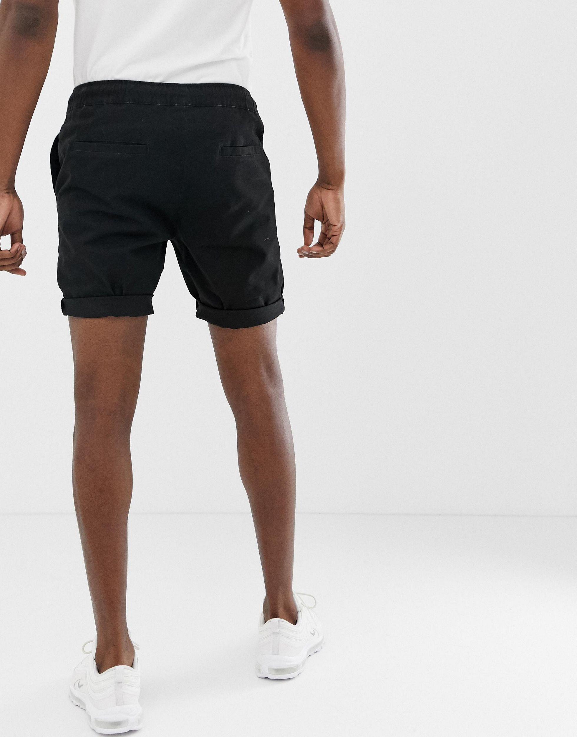 ASOS Design Jersey Slim Shorts in Shorter Length in Black