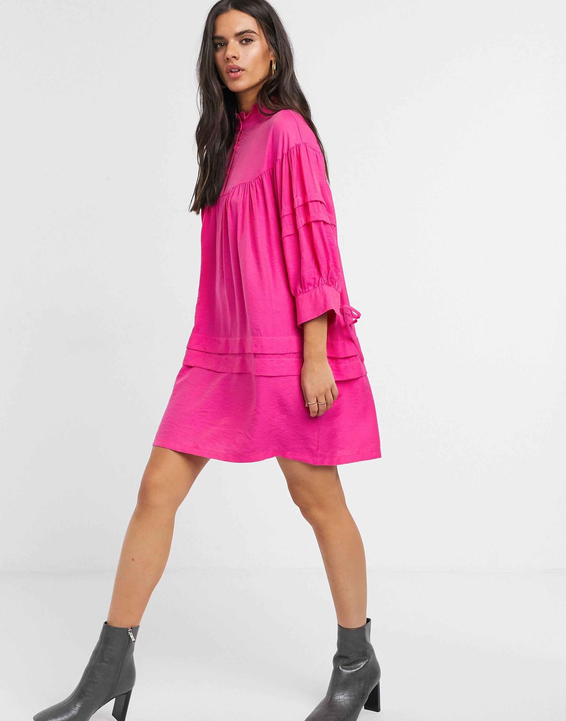 new look pink smock dress
