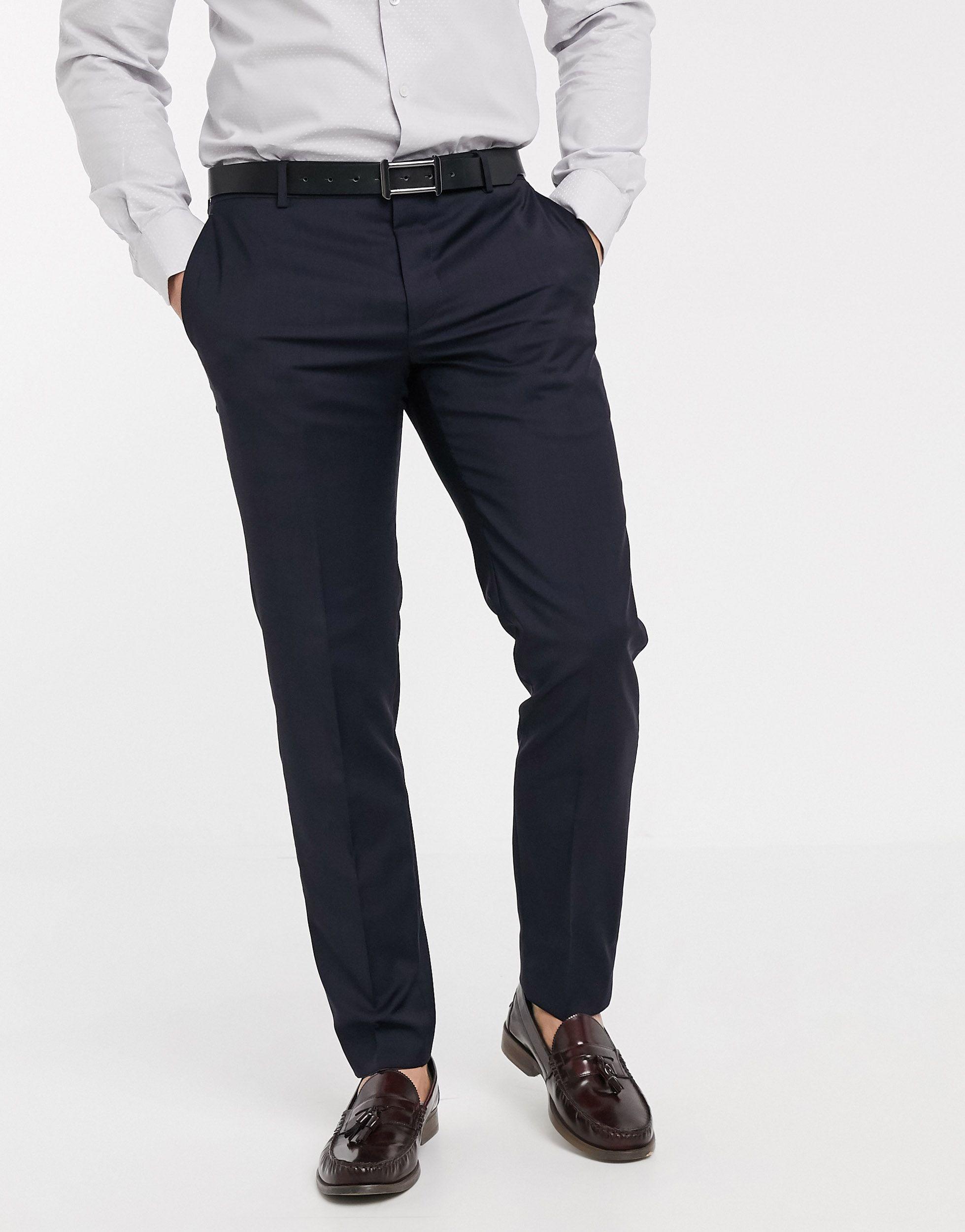 Slacks and Chinos Formal trousers Blue for Men Mens Clothing Trousers Calvin Klein Multicolour Wool Slim Fit Suit Trousers in Navy 