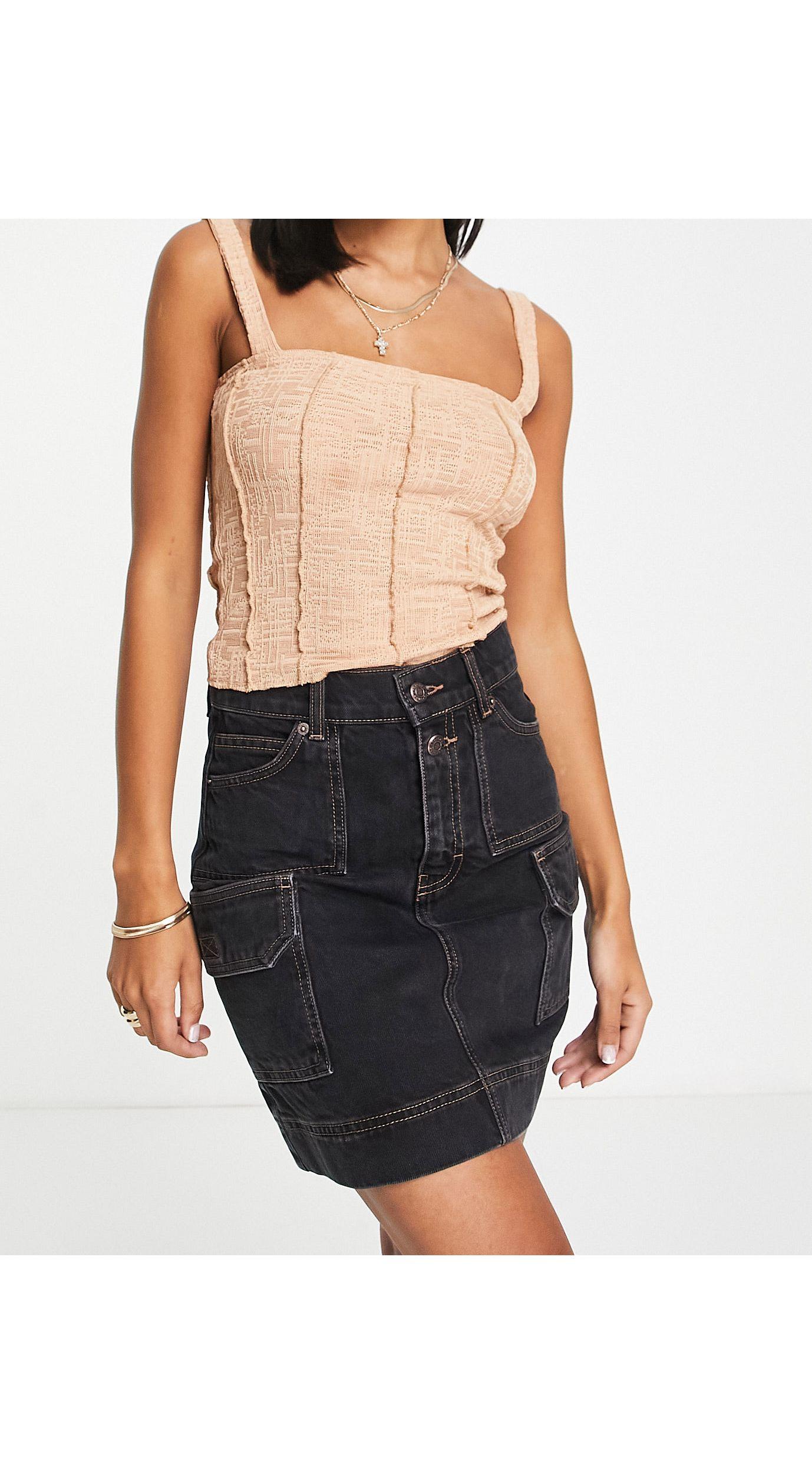 Cargo Denim Skirt in Black Lyst UK