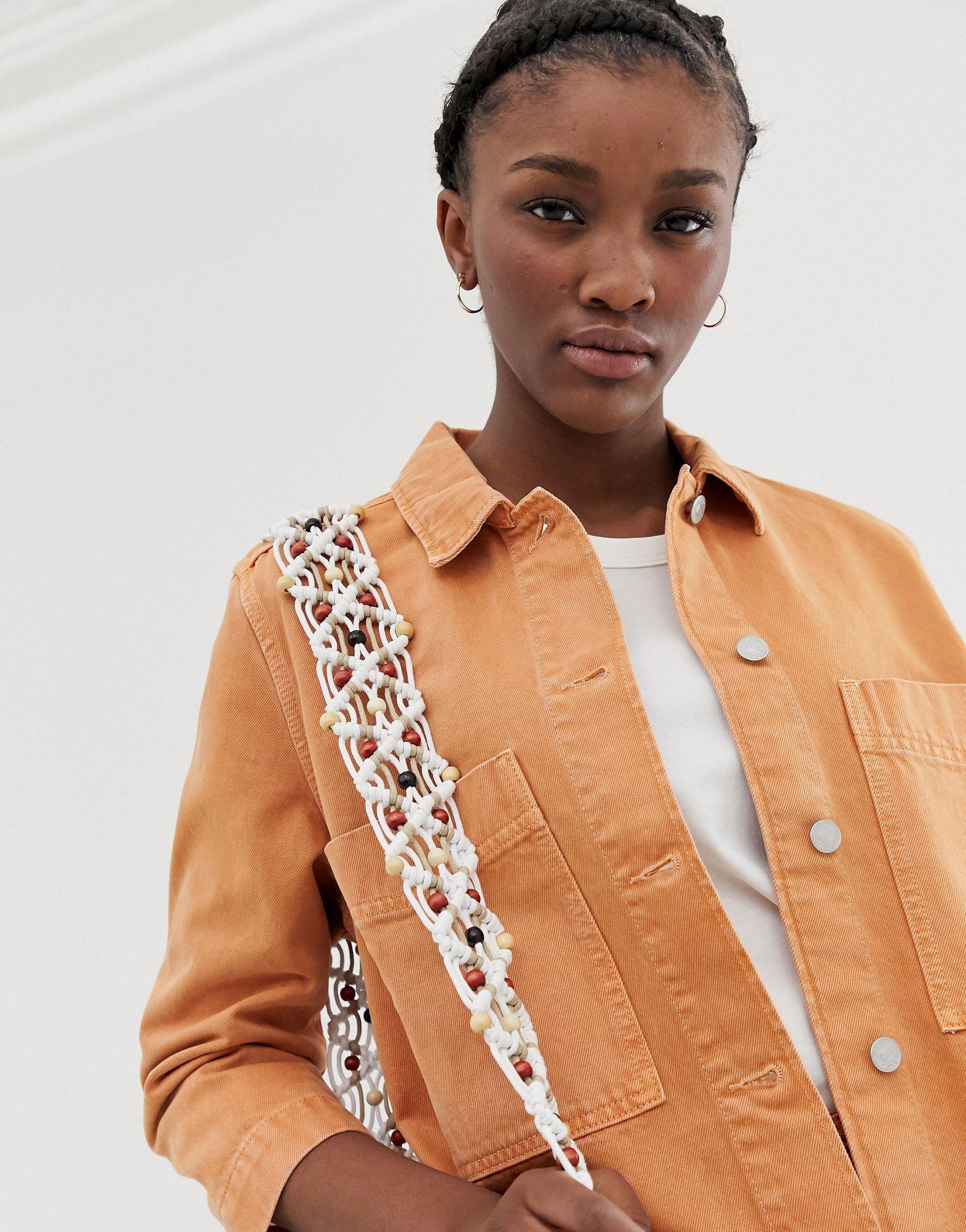 Weekday Denim Jacket In Tangerine Co 
