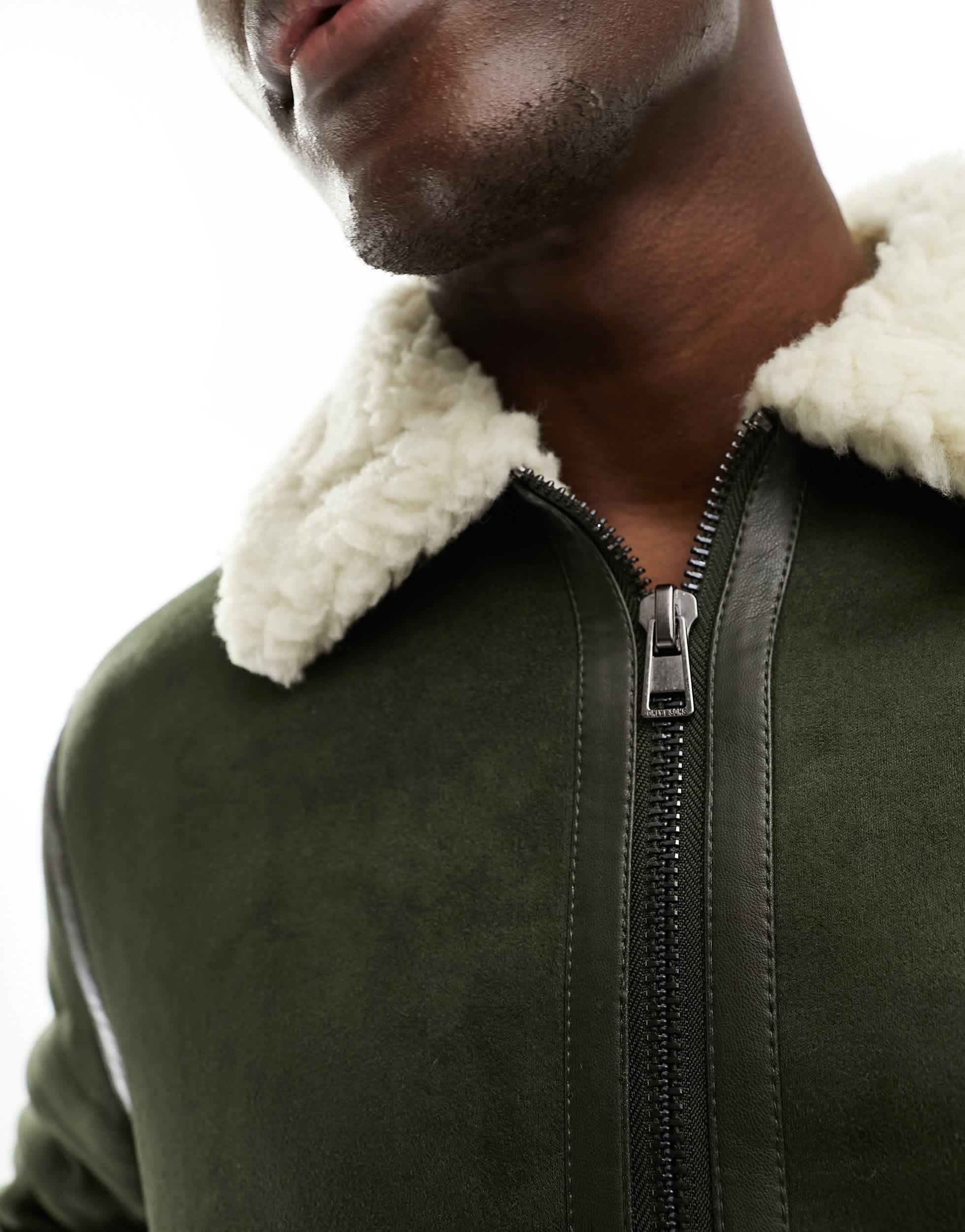 Only Sons Faux Suede Aviator Jacket With Borg Lining in Black for Men Lyst