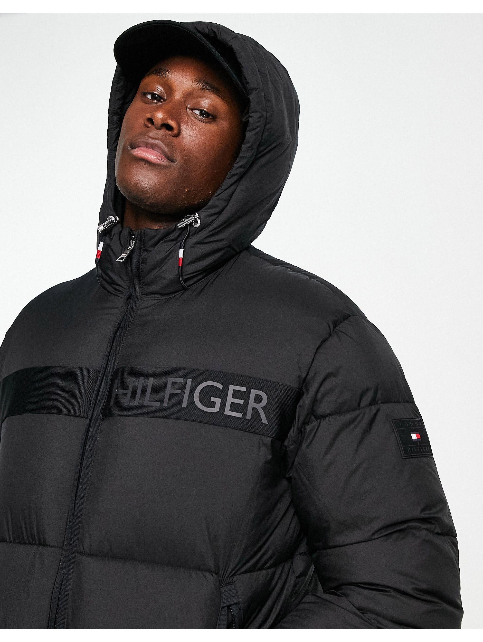 Tommy Hilfiger Ny High Hooded Puffer Jacket in Black for Men | Lyst