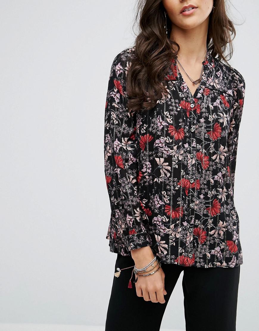 Lyst - Ba&Sh Stripe Floral Shirt in Black