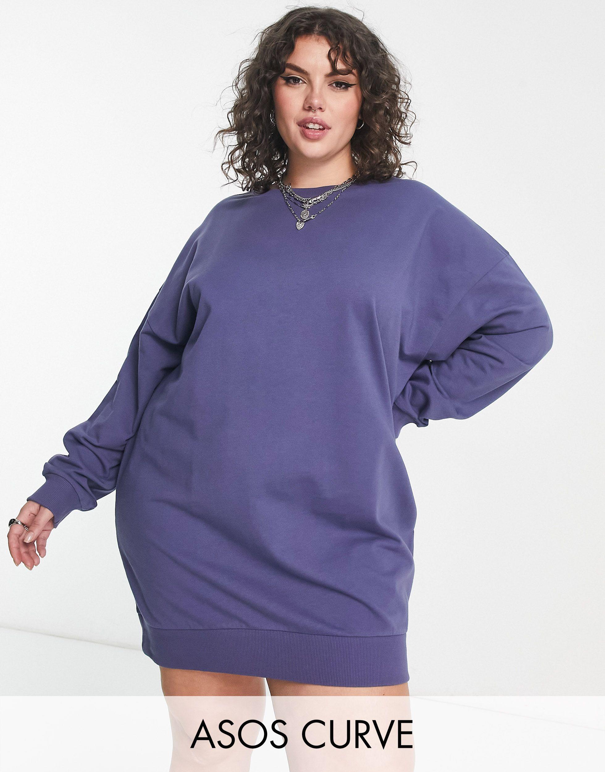 ASOS Asos Design Curve Oversized Mini Sweat Dress in Purple | Lyst
