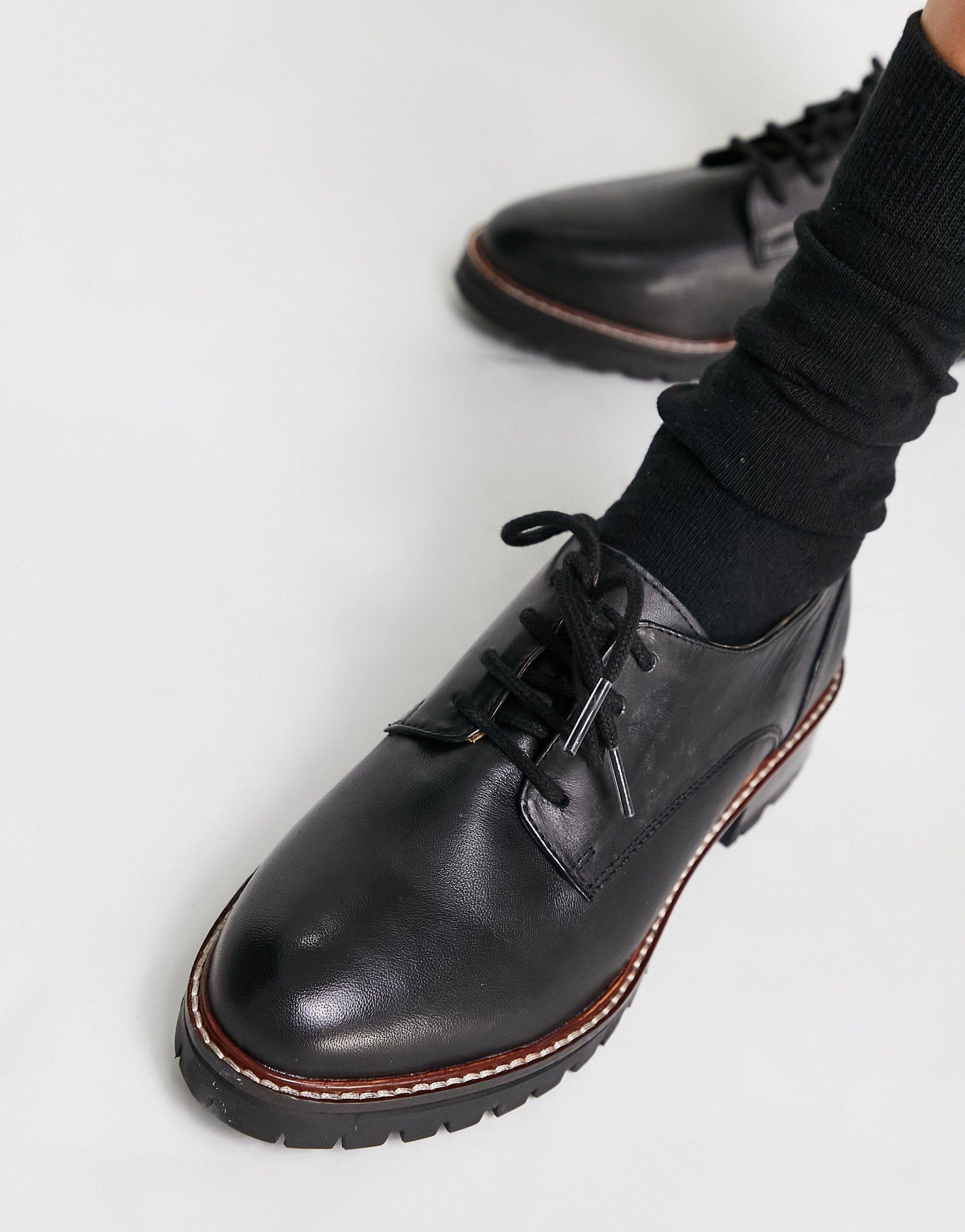 Office Feminine Leather Cleated Lace Up Shoe in Black | Lyst Australia