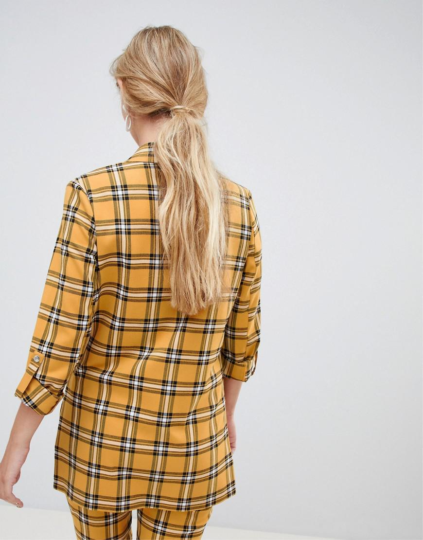 stradivarius yellow tartan trousers
