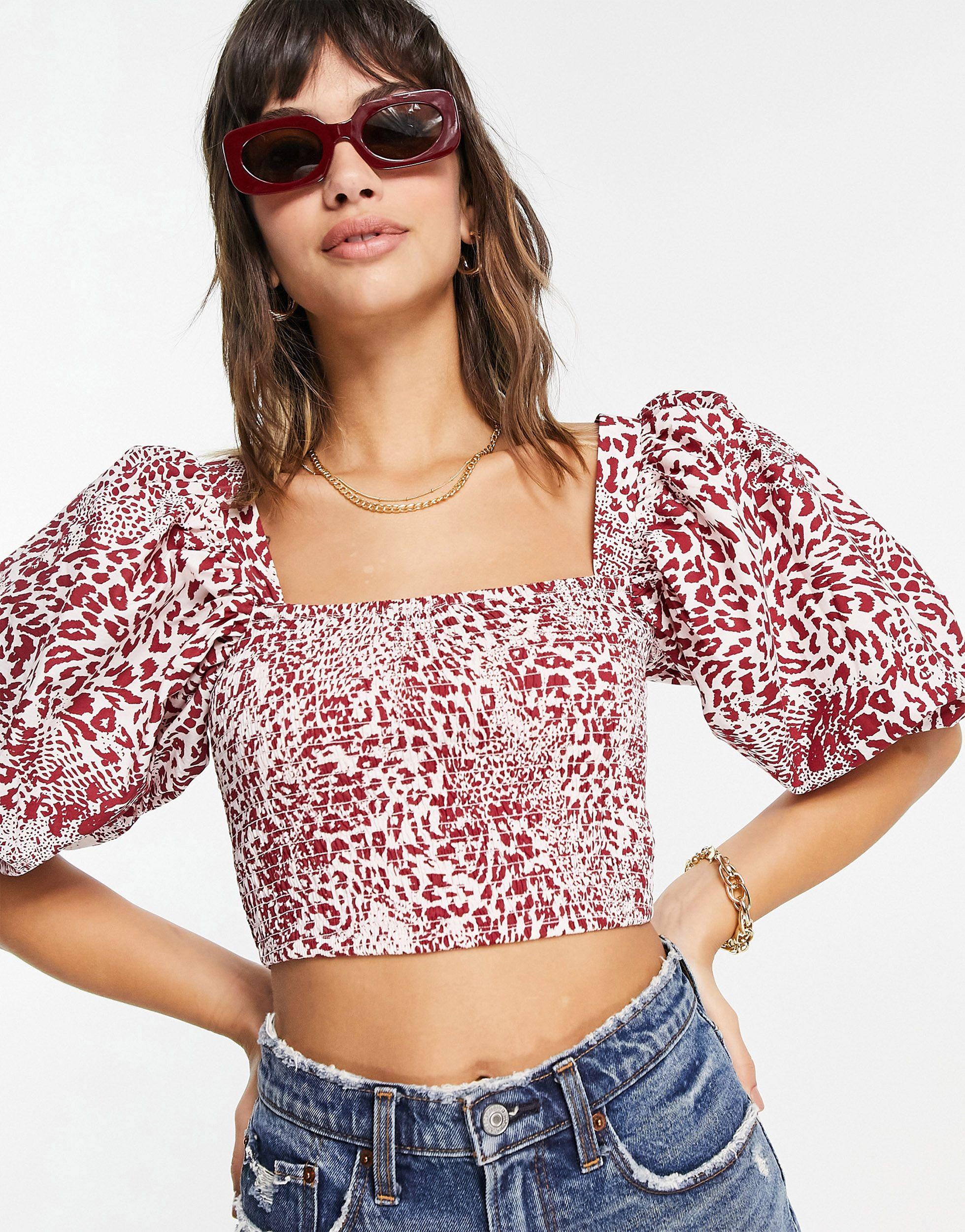 red leopard print crop top
