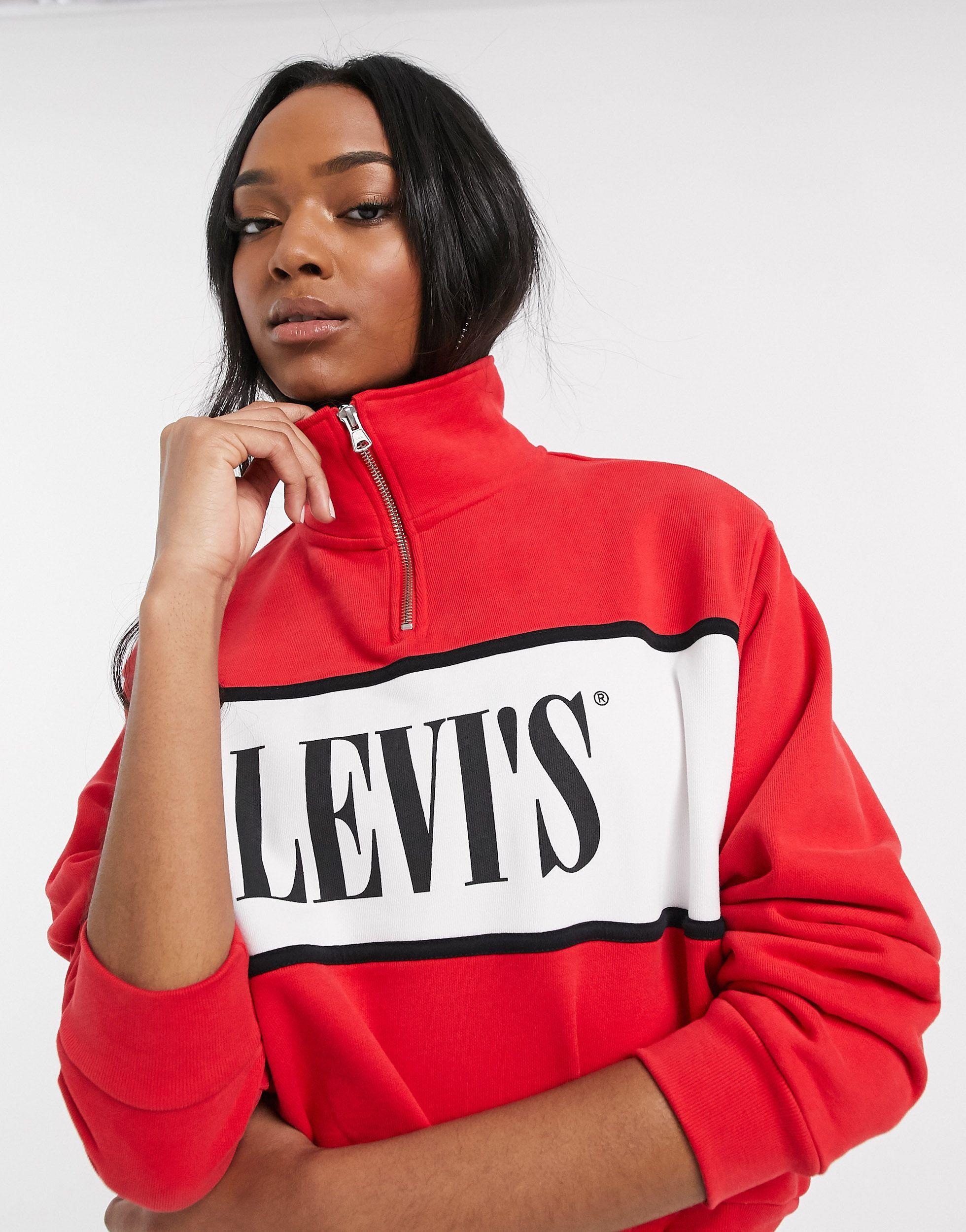 Levi's – Sweatshirt mit kurzem Reißverschluss in Rot | Lyst AT
