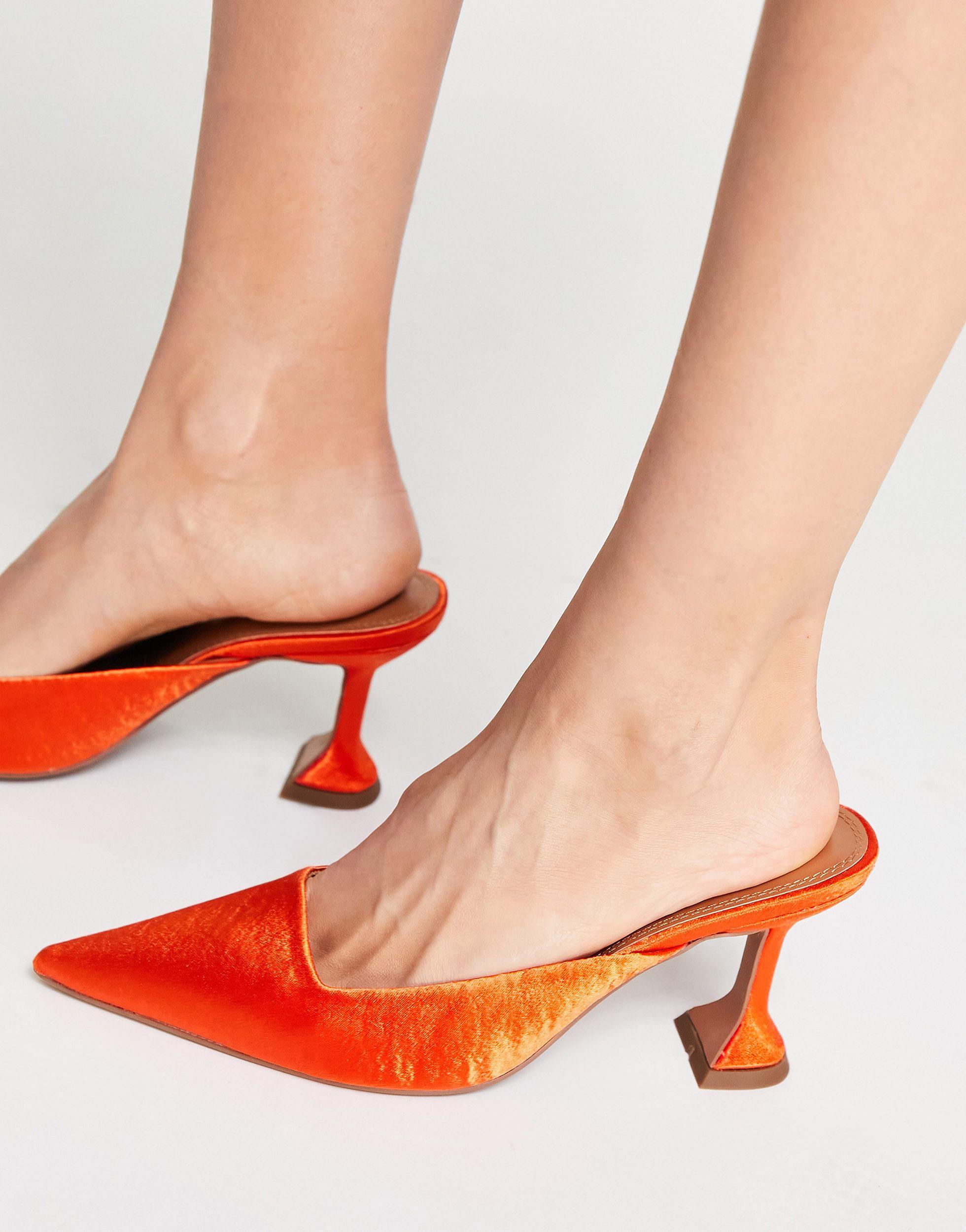 orange mid heels