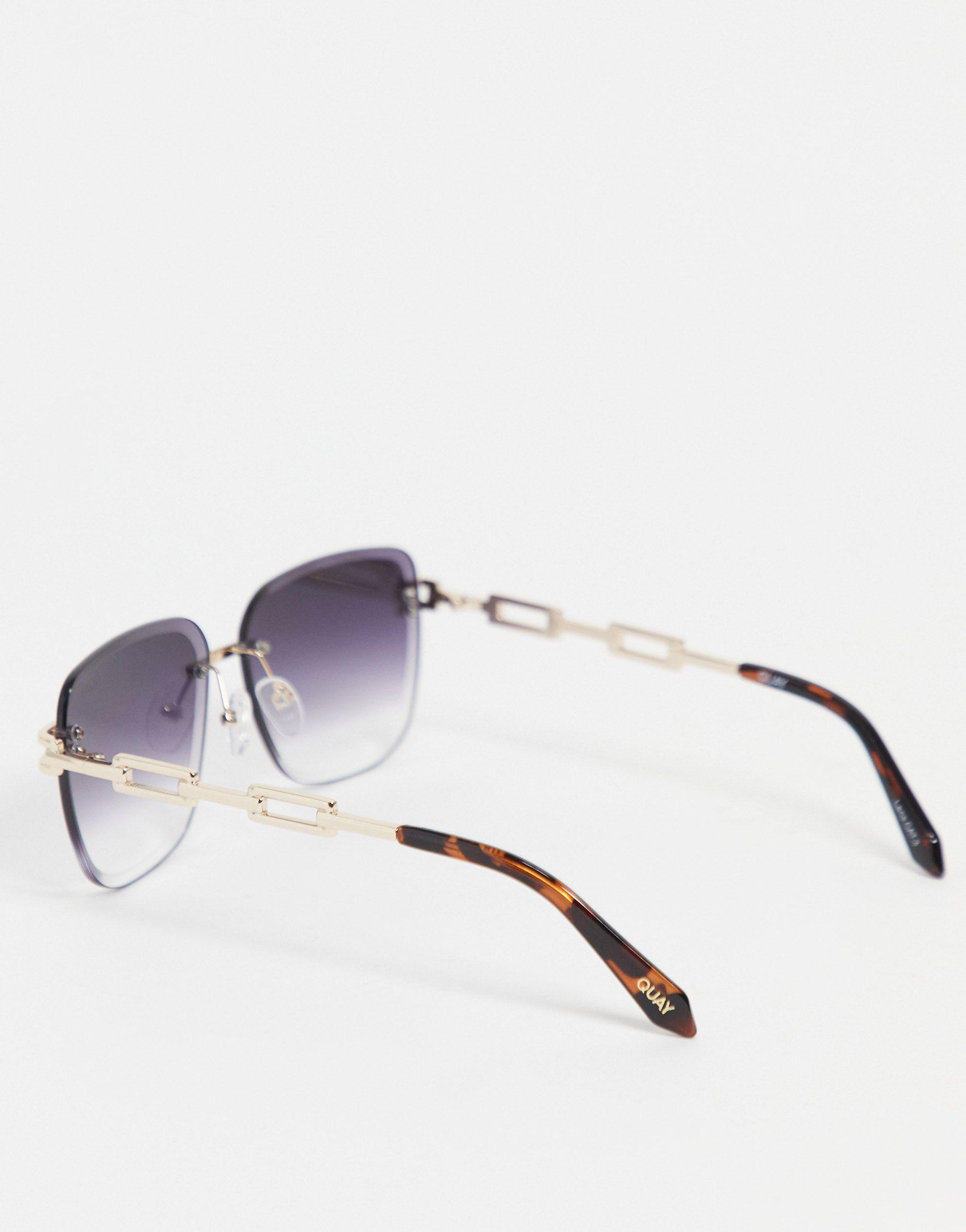 Quay Quay X Saweetie No Cap Womens Rimless Square Sunglasses 