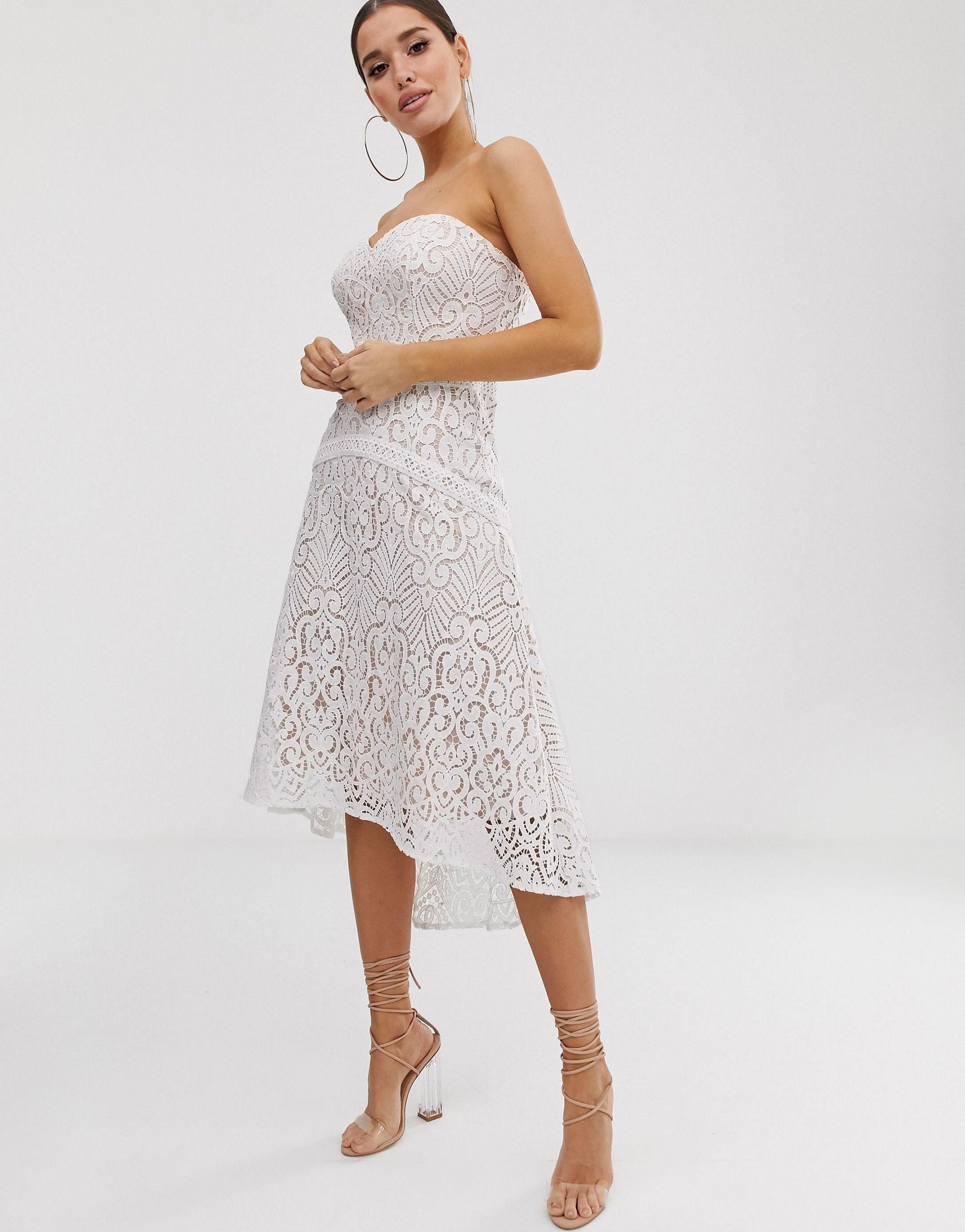 Lipsy Sweetheart All Over Lace Prom Dress in White - Lyst