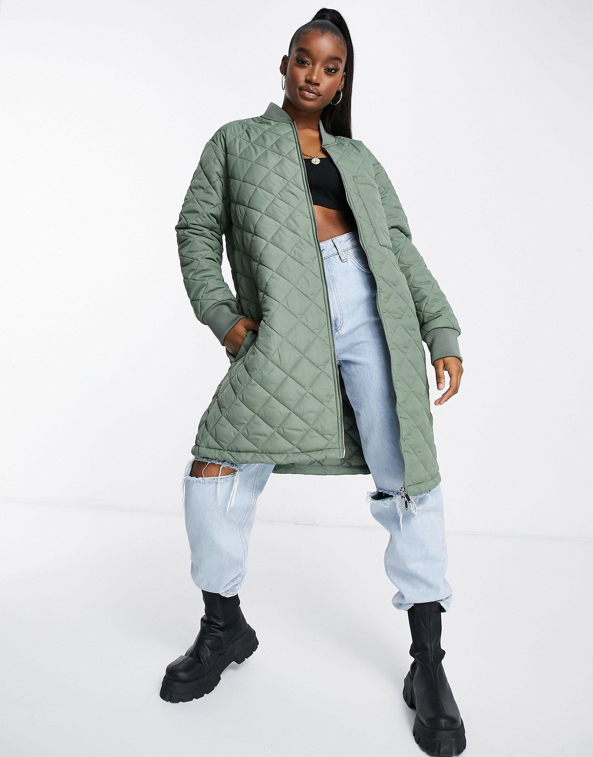 quilted longline coat