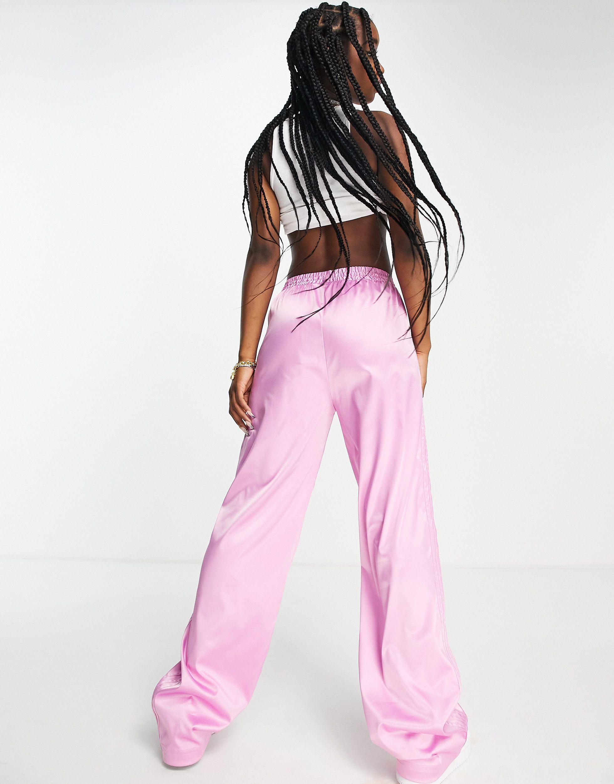 adidas Originals '2000s Luxe' Satin Wide Leg Trousers in Pink | Lyst