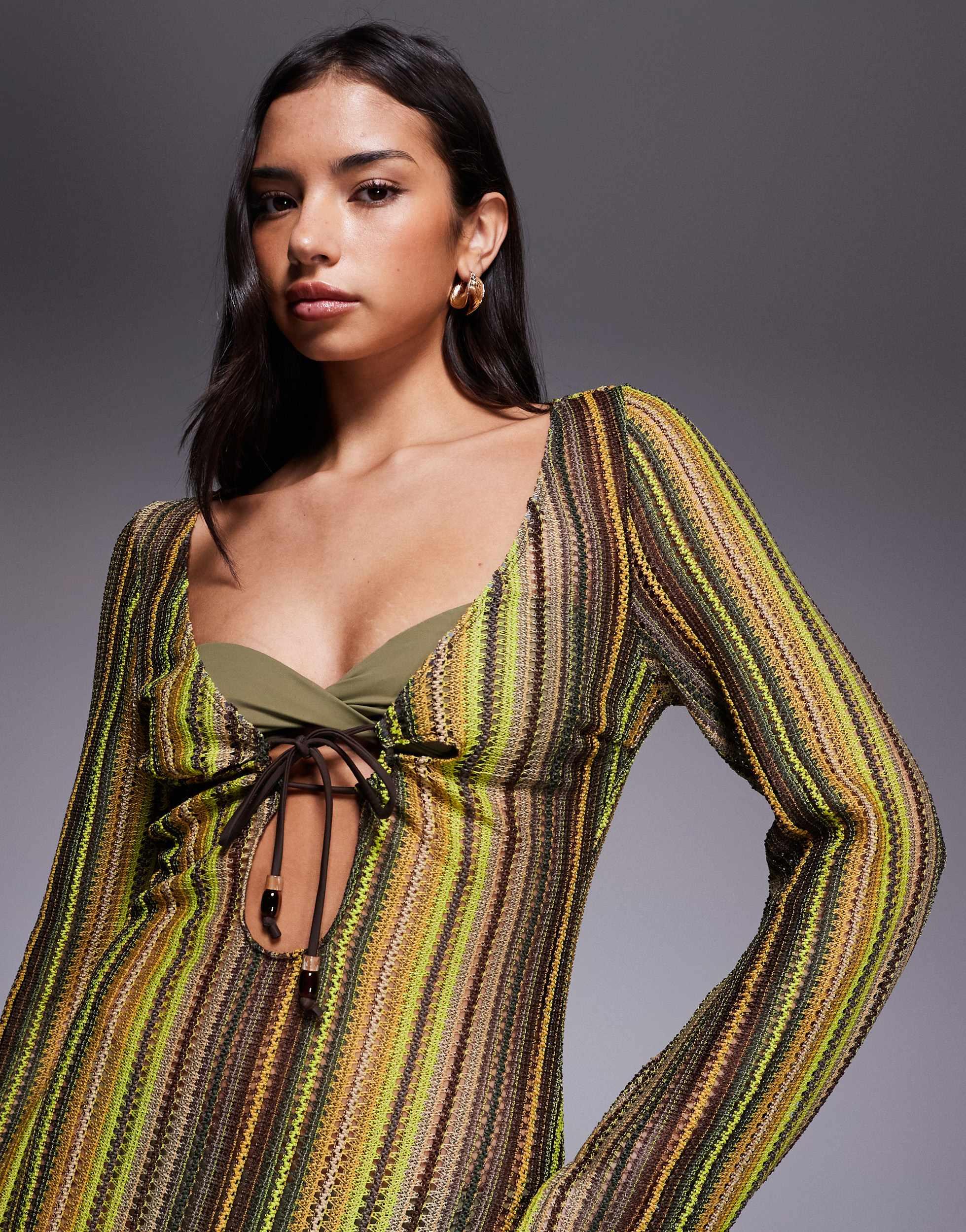 asos yellow crochet dress ASOS Kenny Crochet Beach Maxi Dress in Yellow
