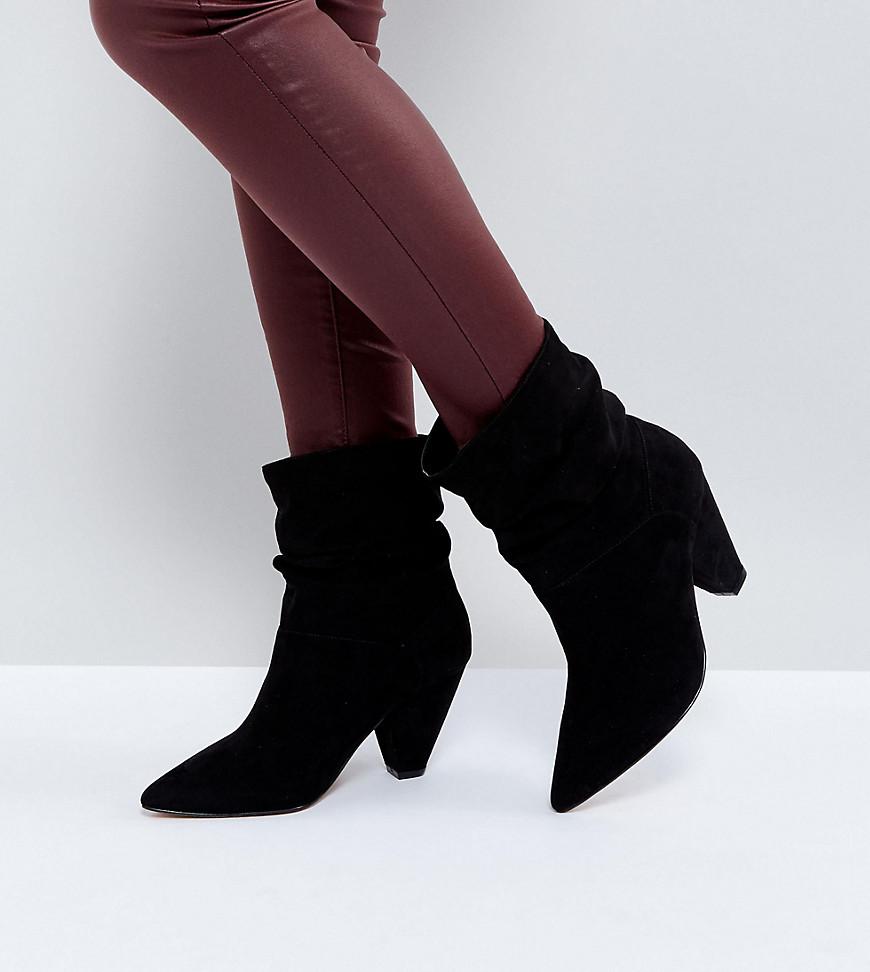 ASOS Reeves Wide Fit Slouch Heeled Ankle Boots in Black | Lyst