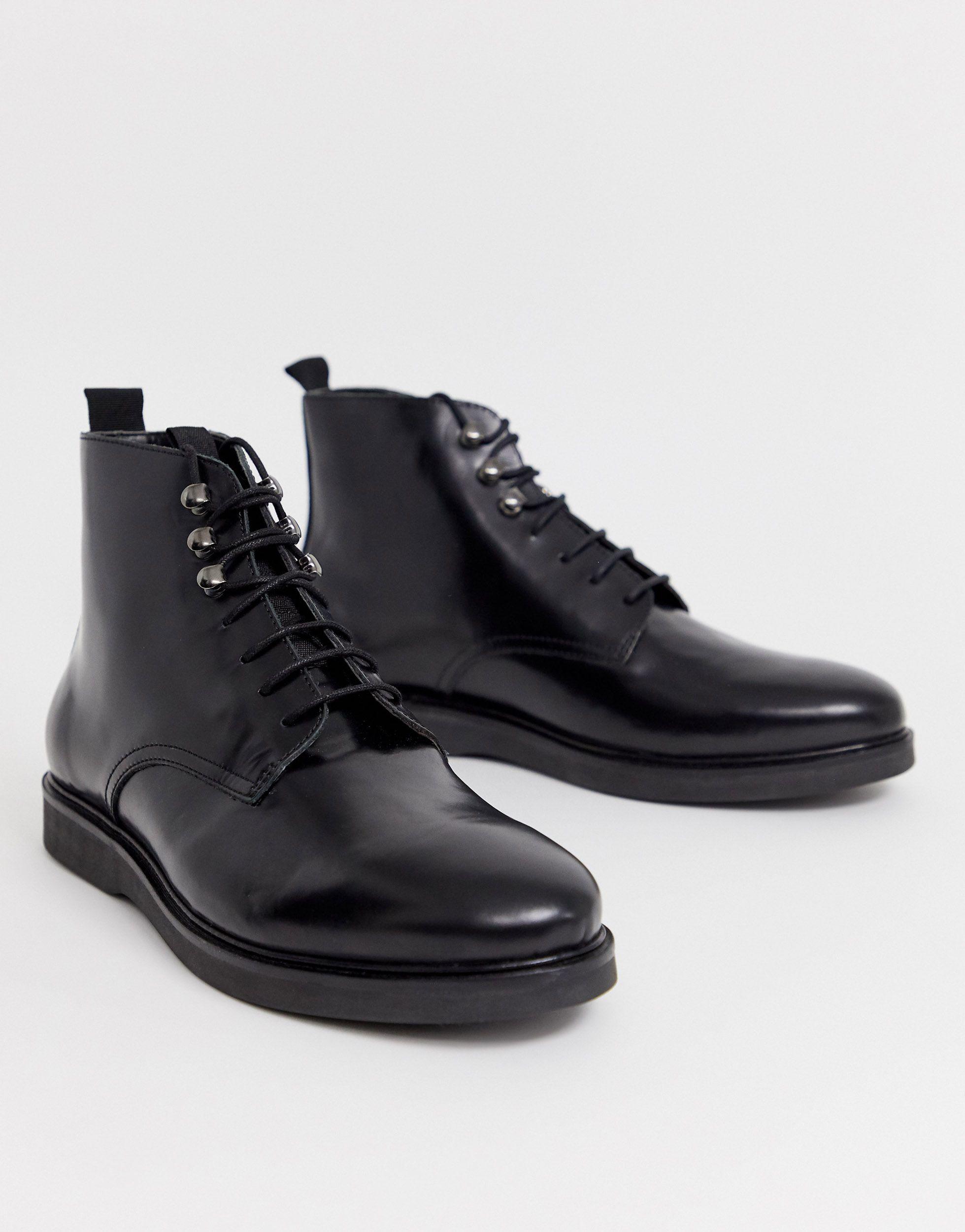 H by Hudson Battle Lace Up Boots in Black for Men | Lyst UK