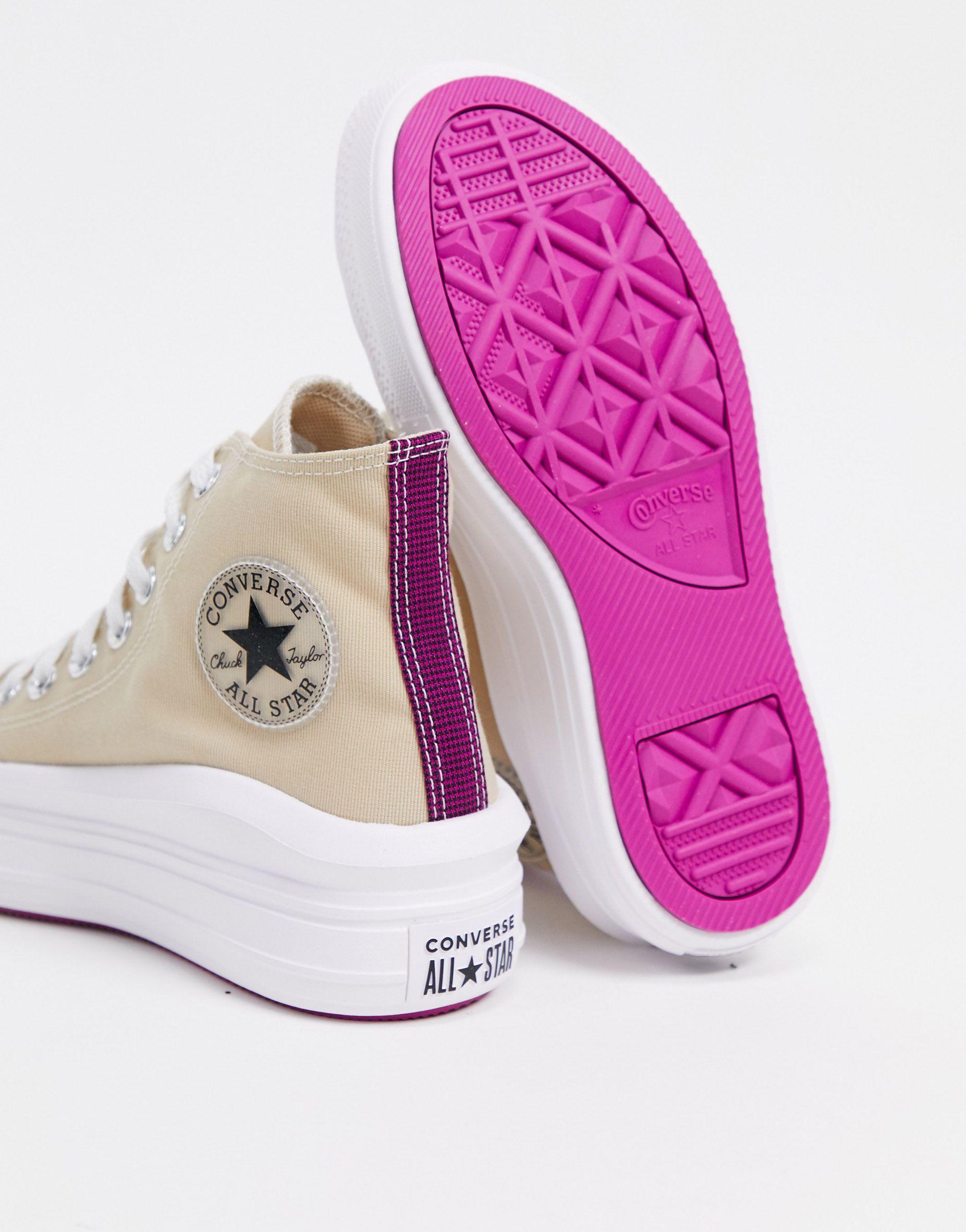 Converse Chuck Taylor All Star Move Hi-top Trainers in Natural | Lyst