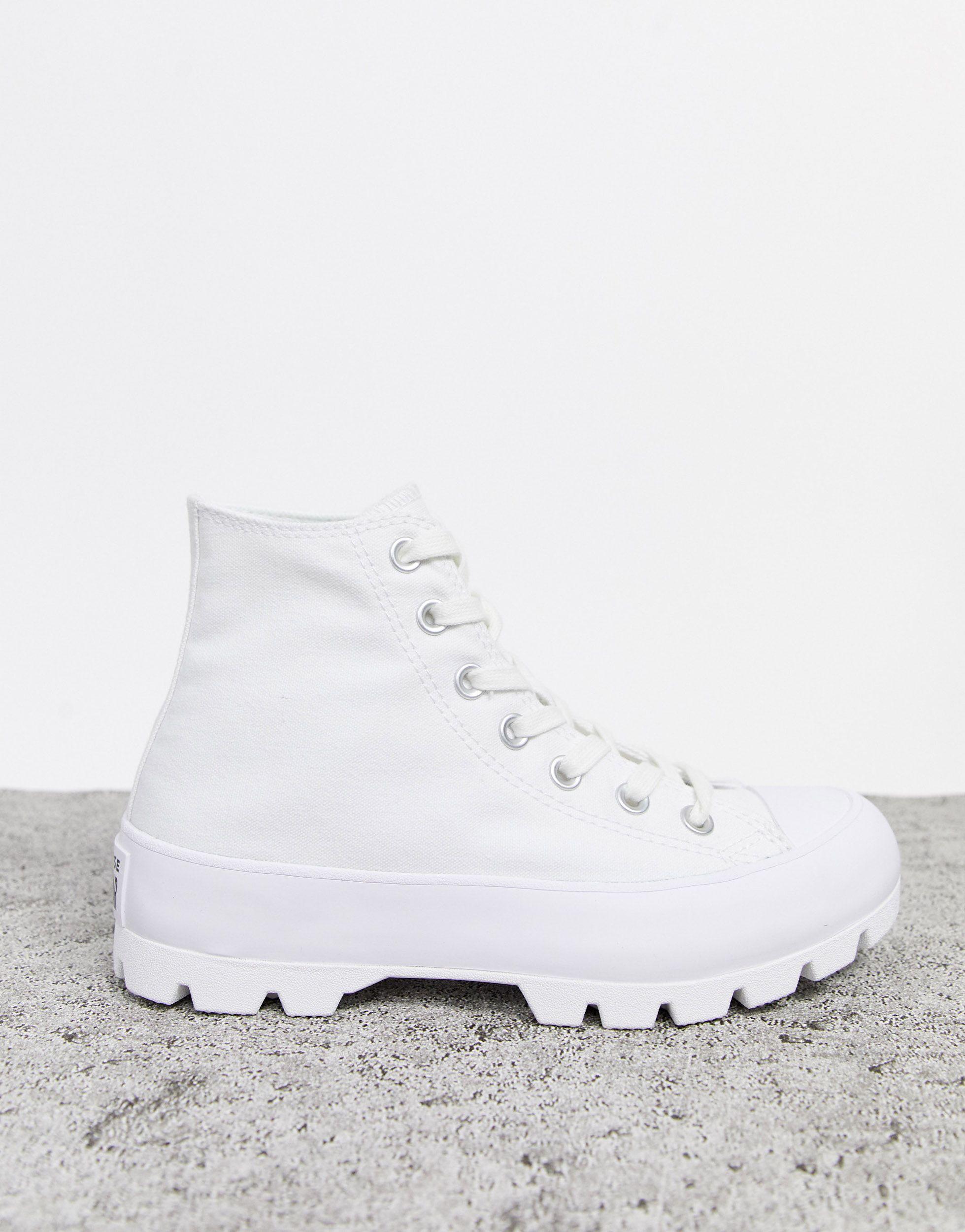 Converse – Chuck Taylor – Hohe Sneaker mit dicker Sohle in Weiß | Lyst DE