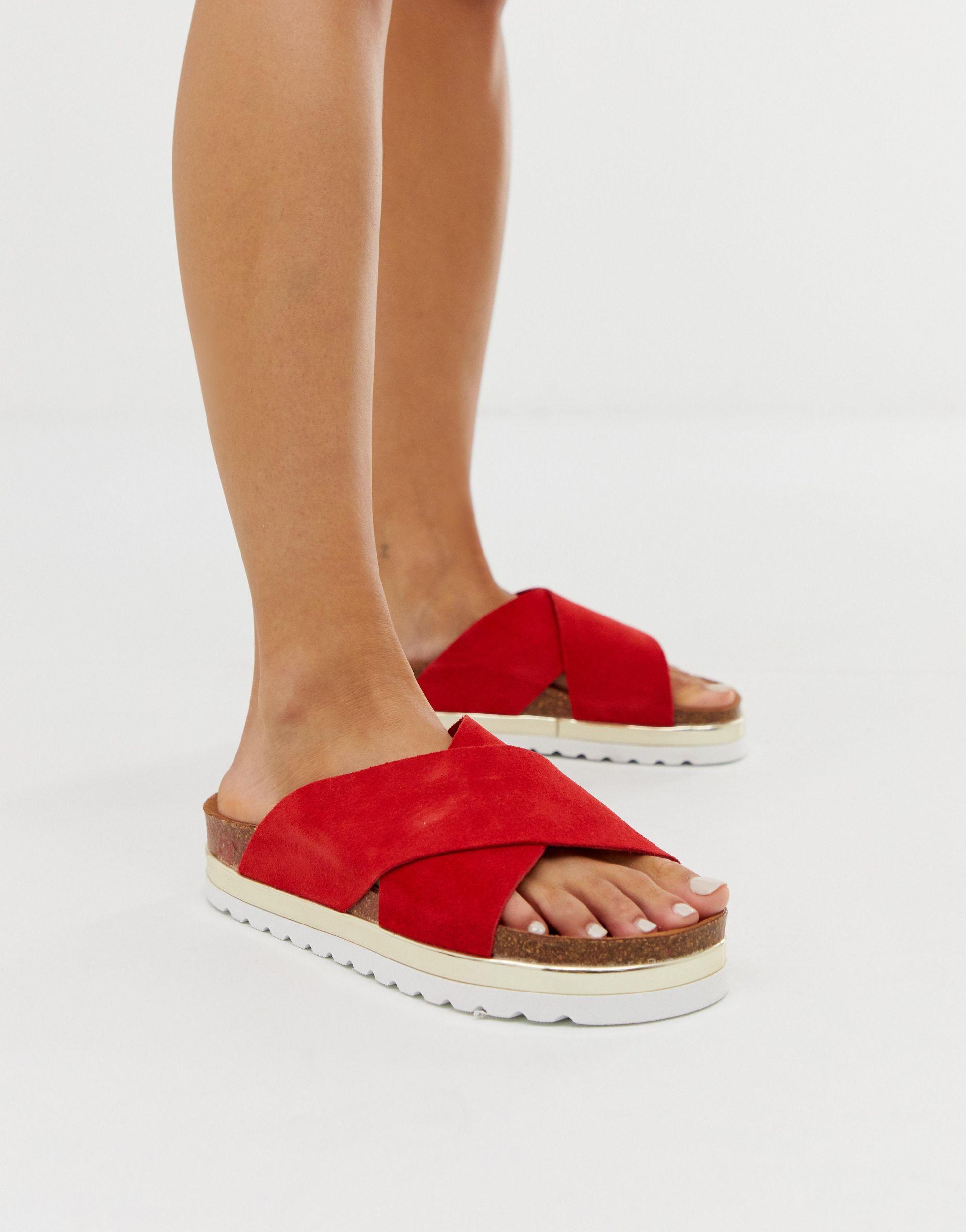 leather cross strap sandals